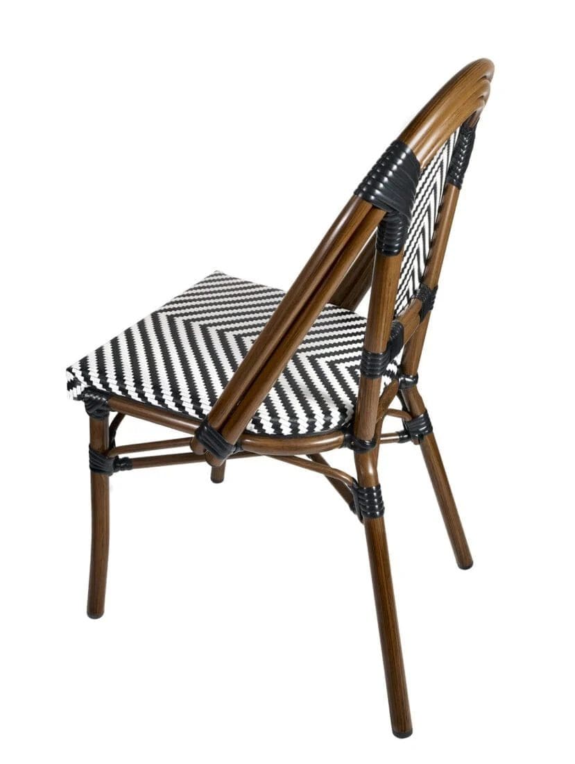 Toulouse Black and White French Bistro Patio Dining Chair CBTBLA-ZG-T
