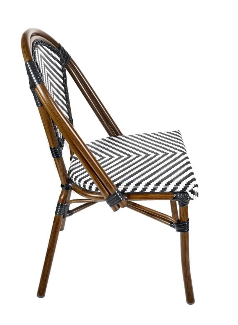 Toulouse Black and White French Bistro Patio Dining Chair CBTBLA-ZG-T