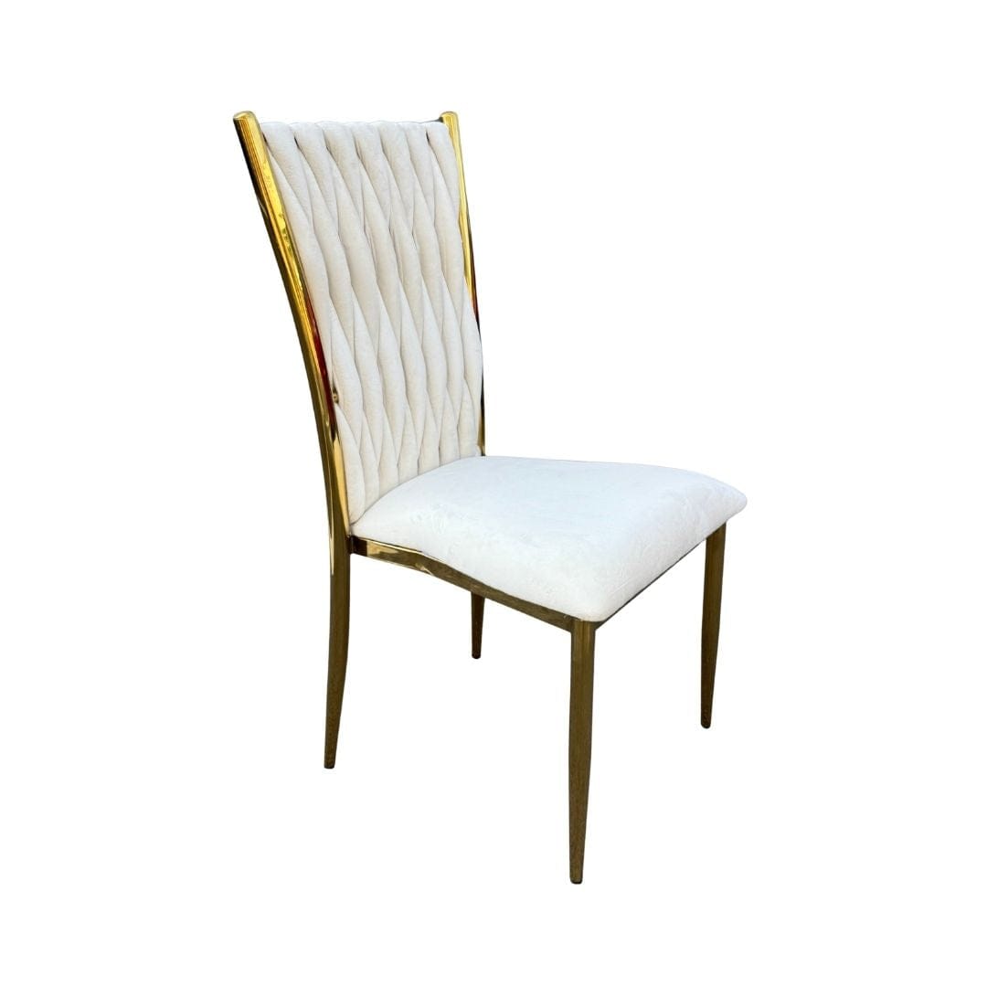 Chivari Caterpillar Chair Stainless Steel Gold Frame with Ivory Cushions CCPM-I-AX-SO