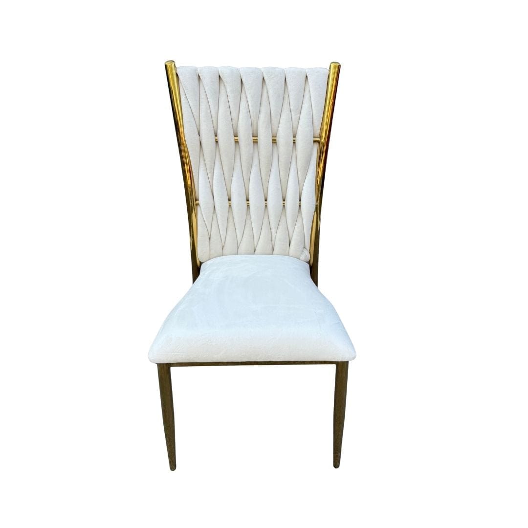 Chivari Caterpillar Chair Stainless Steel Gold Frame with Ivory Cushions CCPM-I-AX-SO