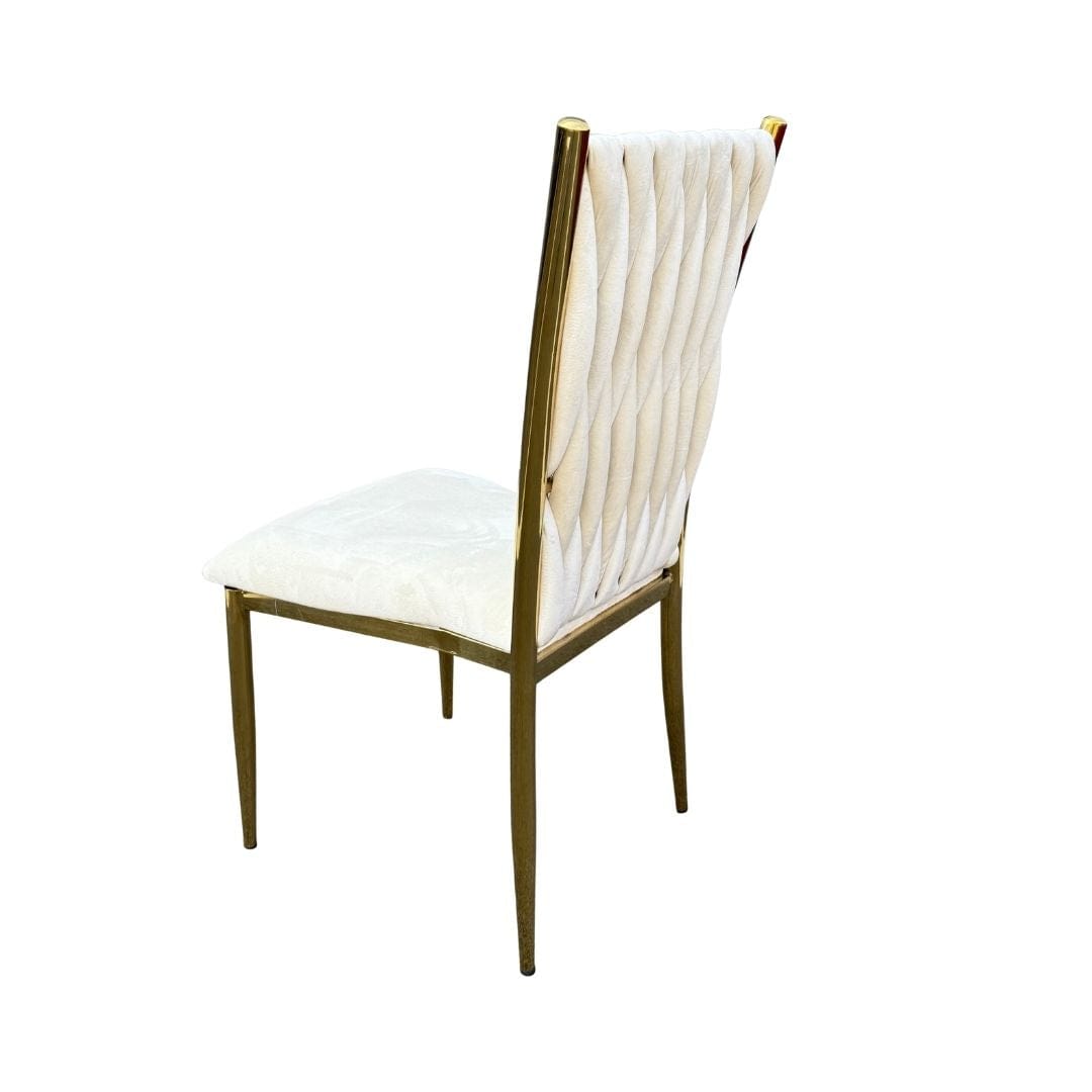 Chivari Caterpillar Chair Stainless Steel Gold Frame with Ivory Cushions CCPM-I-AX-SO