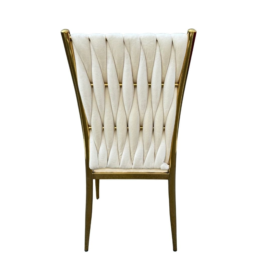 Chivari Caterpillar Chair Stainless Steel Gold Frame with Ivory Cushions CCPM-I-AX-SO