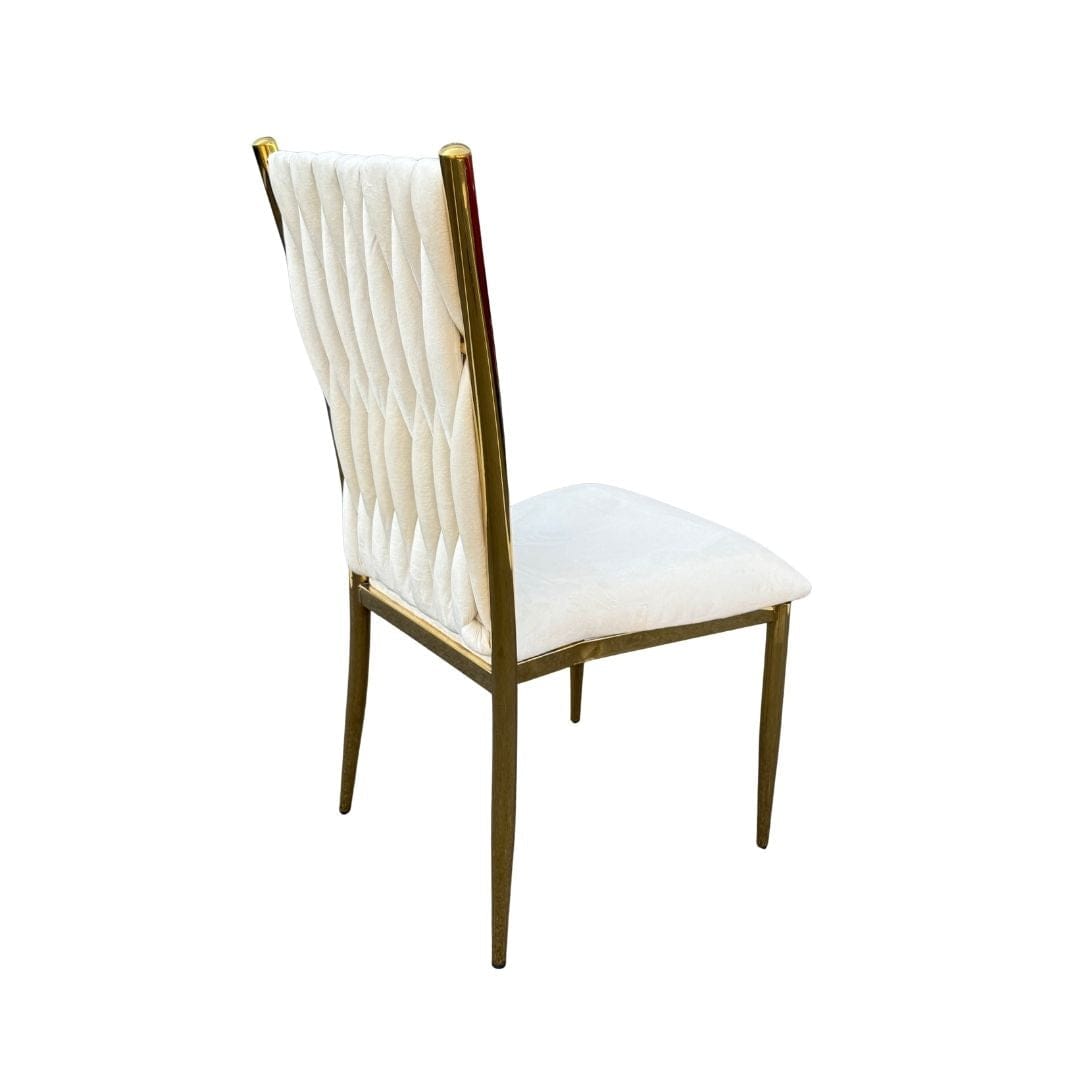 Chivari Caterpillar Chair Stainless Steel Gold Frame with Ivory Cushions CCPM-I-AX-SO