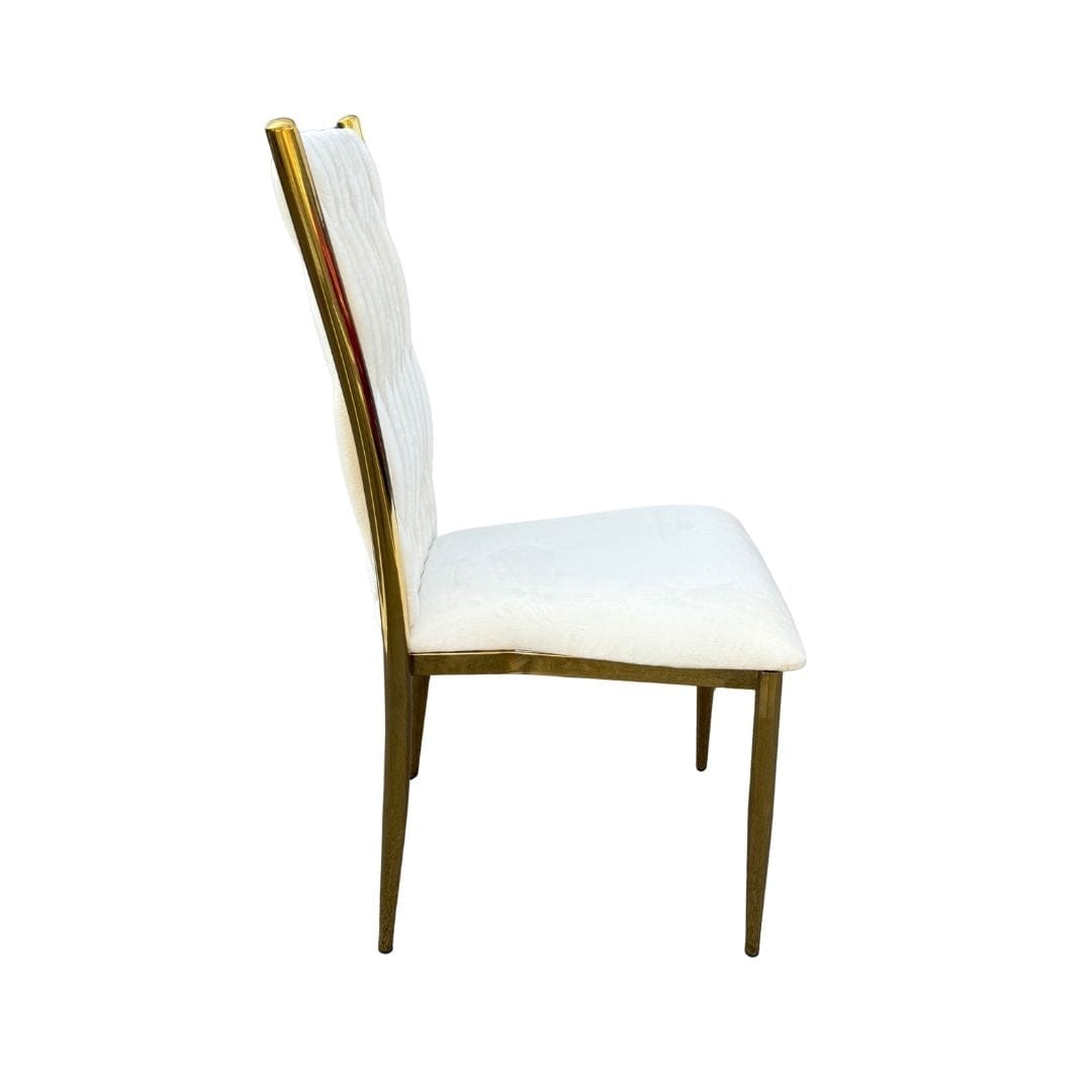 Chivari Caterpillar Chair Stainless Steel Gold Frame with Ivory Cushions CCPM-I-AX-SO