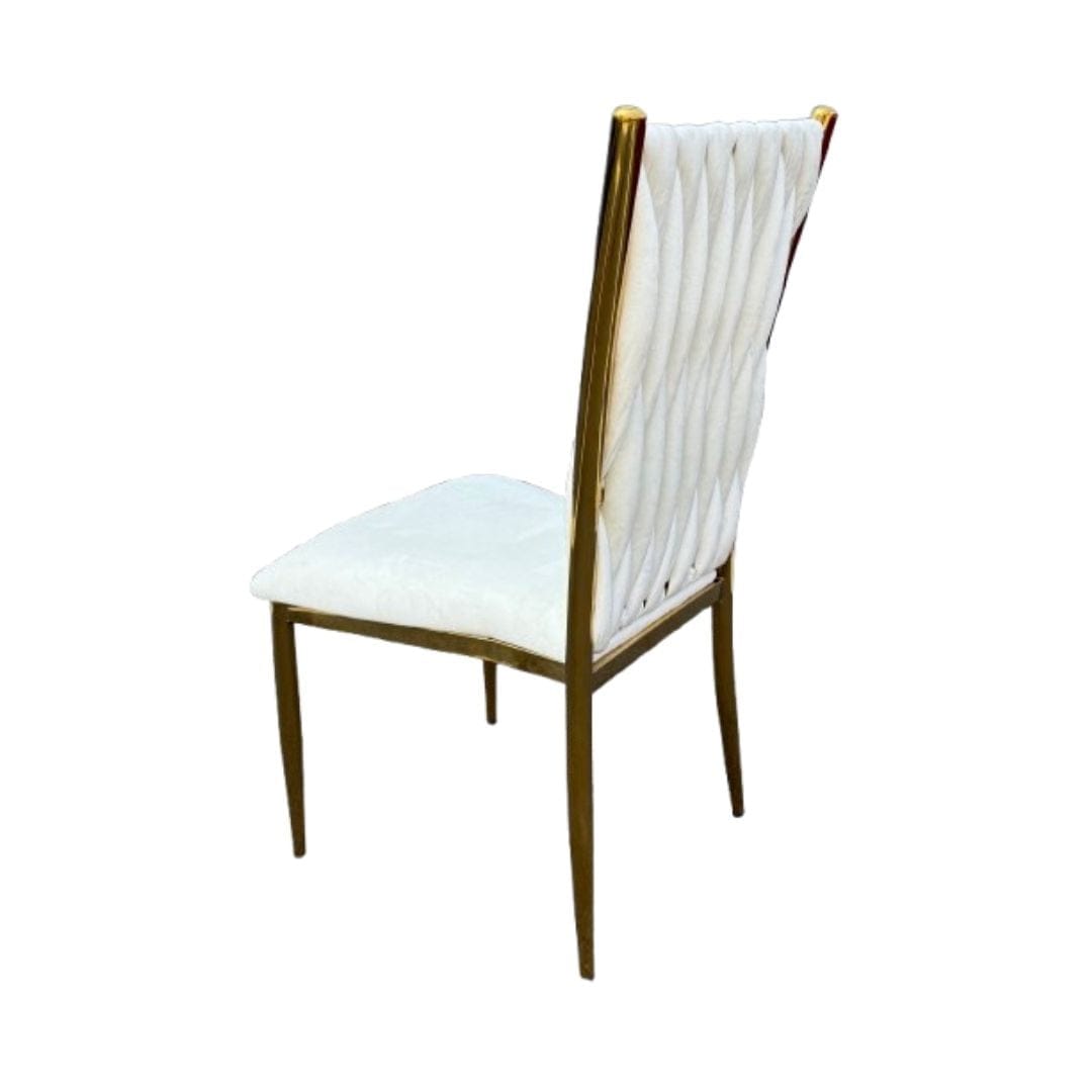 Chivari Caterpillar Chair Stainless Steel Gold Frame with White Cushions CCPM-W-AX-SO