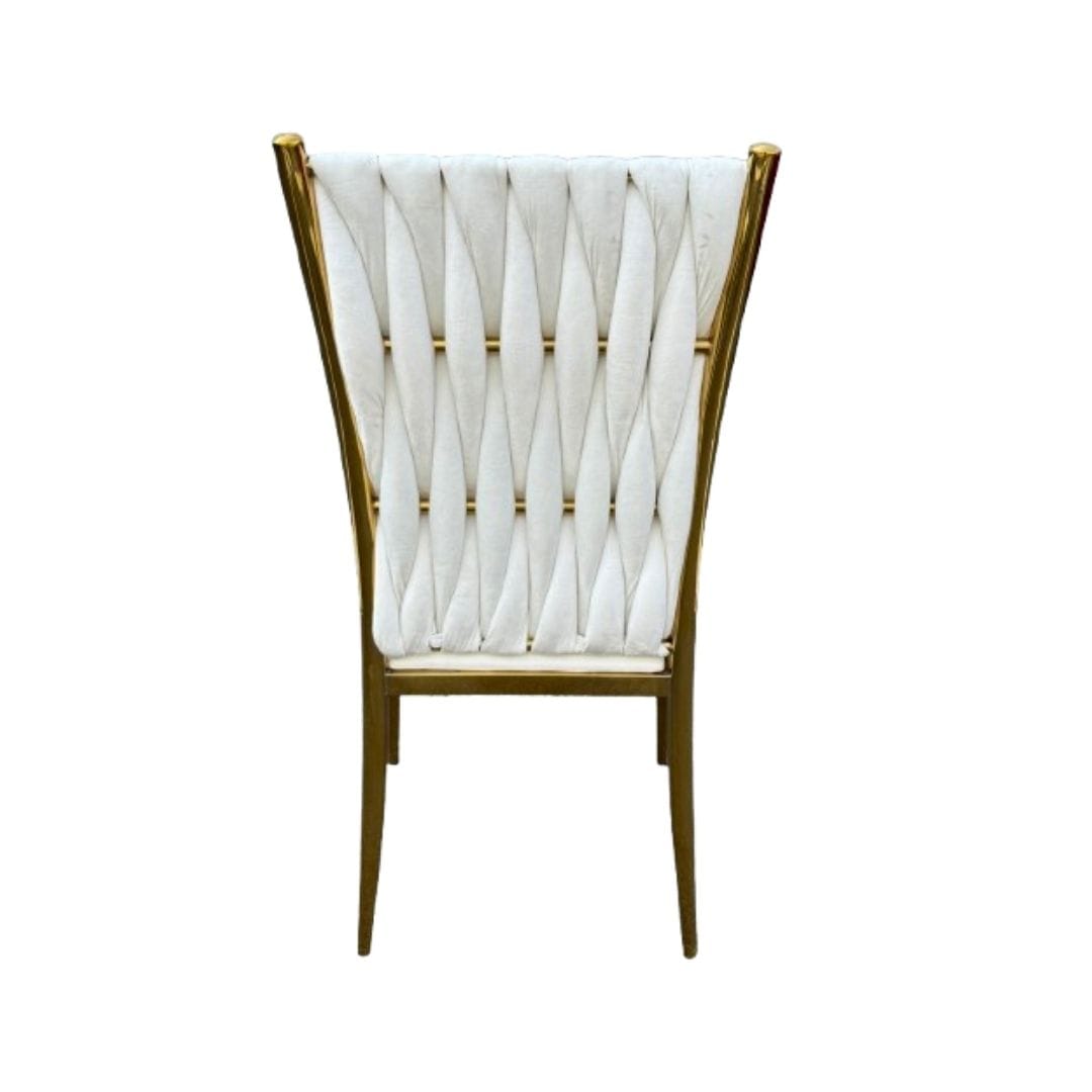 Chivari Caterpillar Chair Stainless Steel Gold Frame with White Cushions CCPM-W-AX-SO