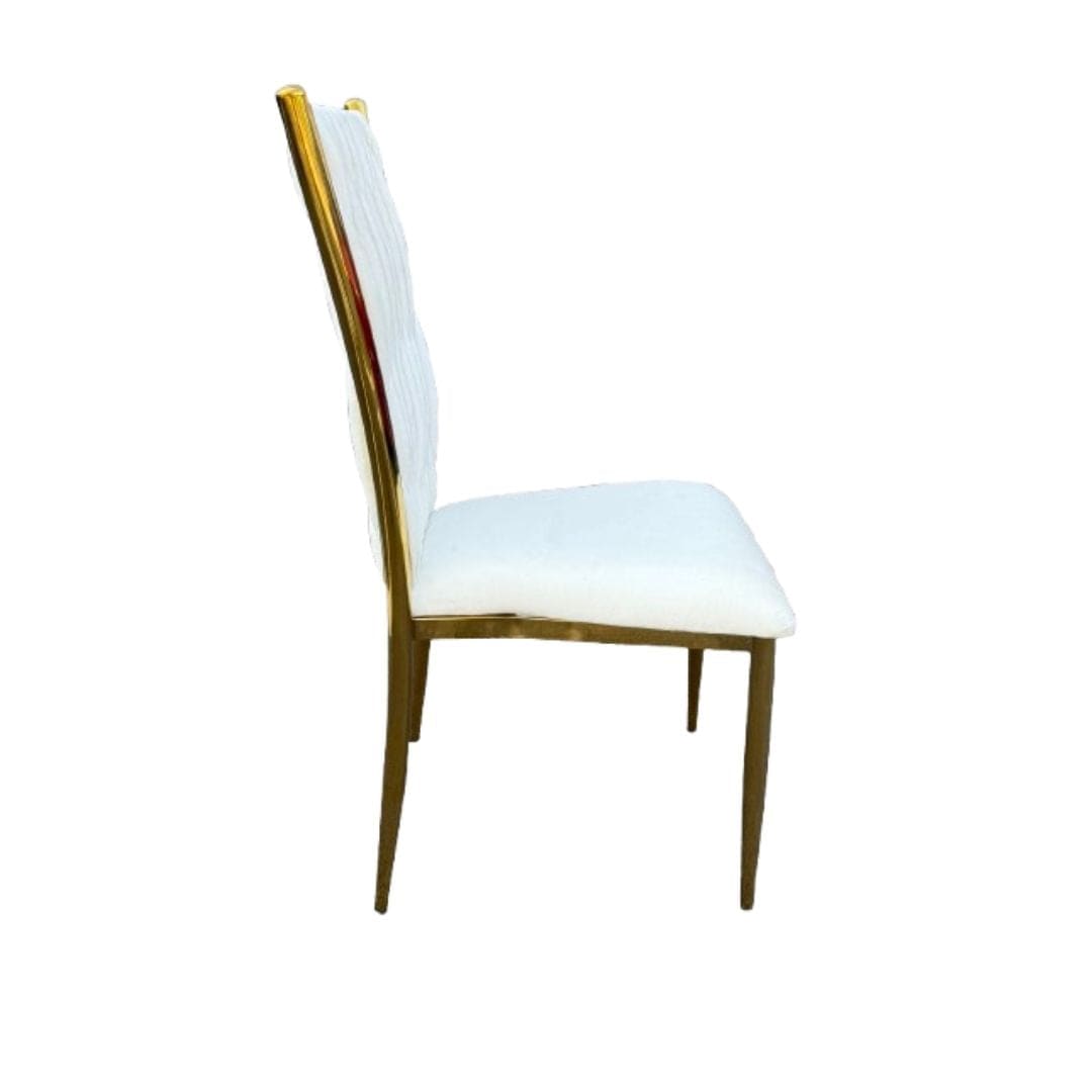 Chivari Caterpillar Chair Stainless Steel Gold Frame with White Cushions CCPM-W-AX-SO