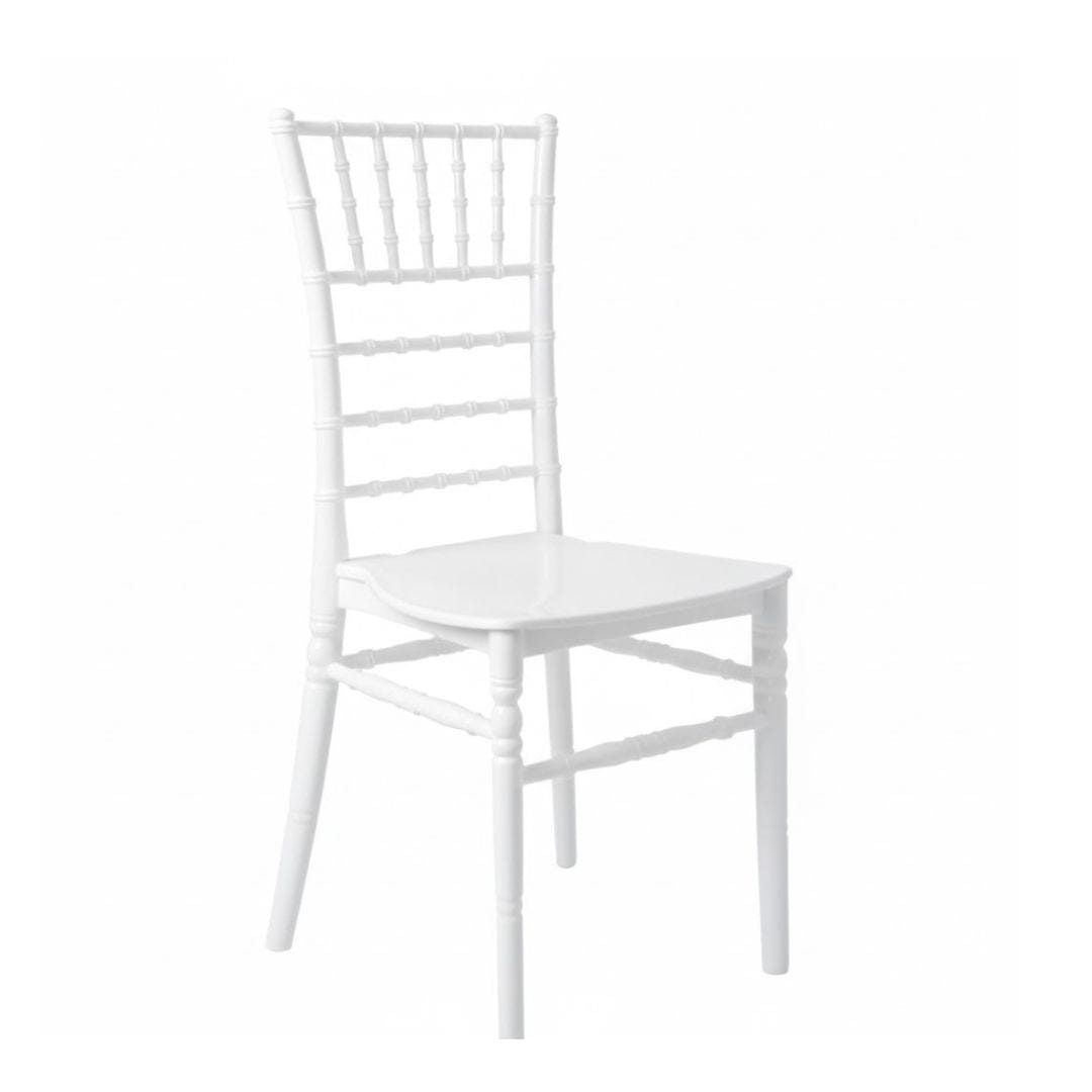 Chivari White BasicResin™ Chiavari Chair CCPW-v22-SG-T