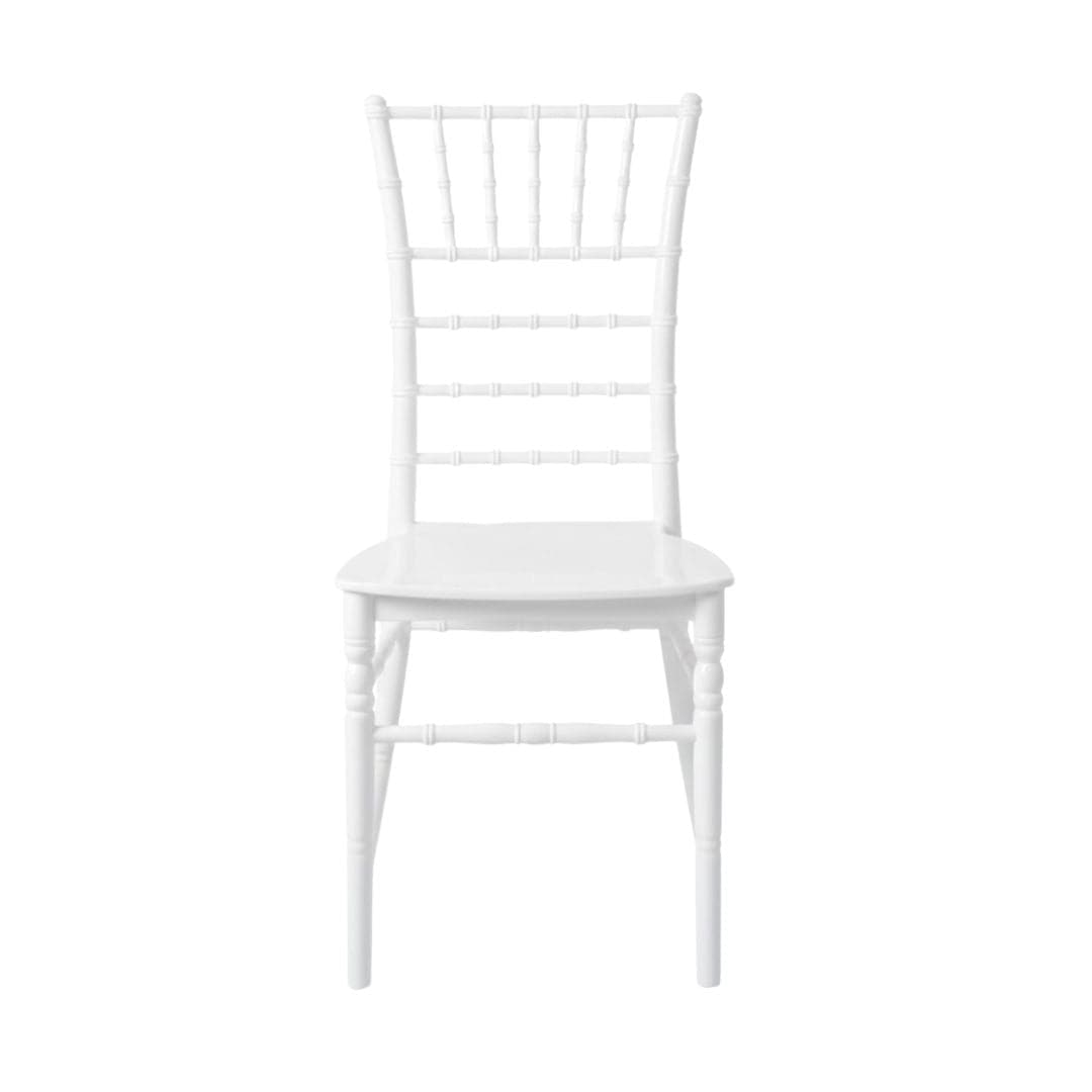 Chivari White BasicResin™ Chiavari Chair CCPW-v22-SG-T