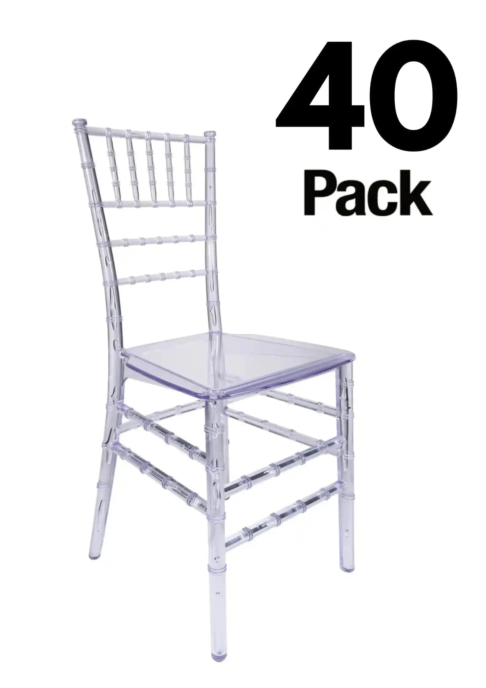 Chivari 40 Chair Pack Clear Resin ThinVisible Seat Chiavari Chair CCRC-MONO-THIN-ZG-T-40