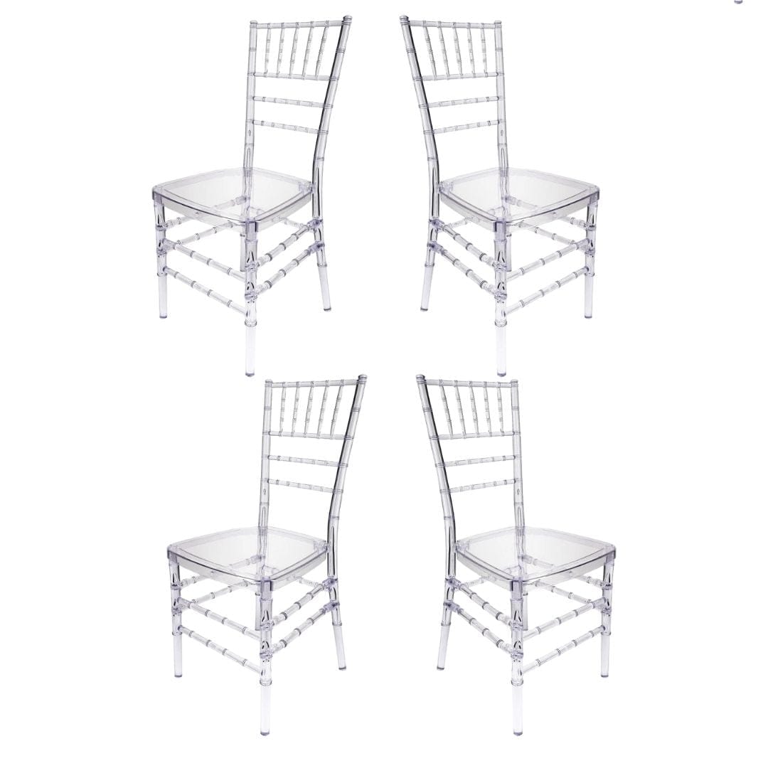 Chivari Clear Resin Pro-Clear Chiavari Chair 4 Chair Bundle Some Assembly Required CCRC-U-ZG-T-4