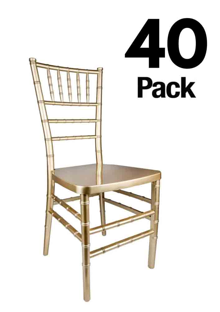 Chivari 40 Chair Pack Sparkling Gold Champagne ToughResin™ Chiavari Chair CCRCHGSP-MONO-AX-T-40