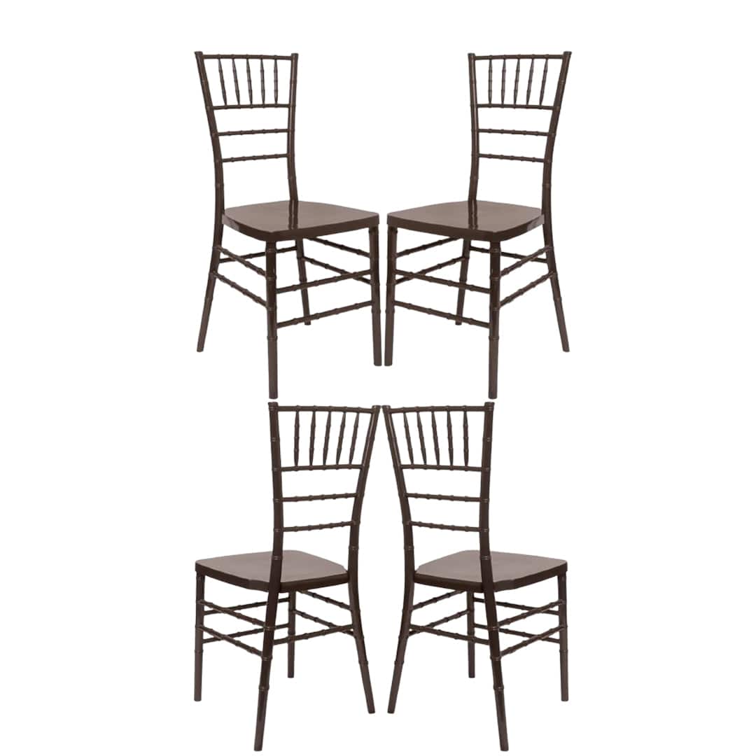 Chivari Fruitwood Resin Steel Skeleton™ Chiavari Chair- 4 Pack - Some Assembly Required CCRF-U4-STEEL-AX-T-4