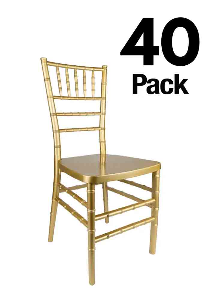 Chivari 40 Chair Pack Classic Gold ToughResin™ Chiavari Chair CCRG-MONO-AX-T-40