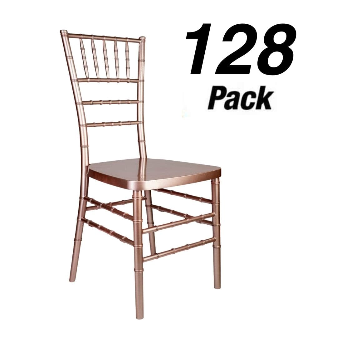 Chivari 128 Chiavari Chair Package - Sparkling Rose Gold Steel Skeleton™ Resin CCRRGSP-ST-128KT-AX