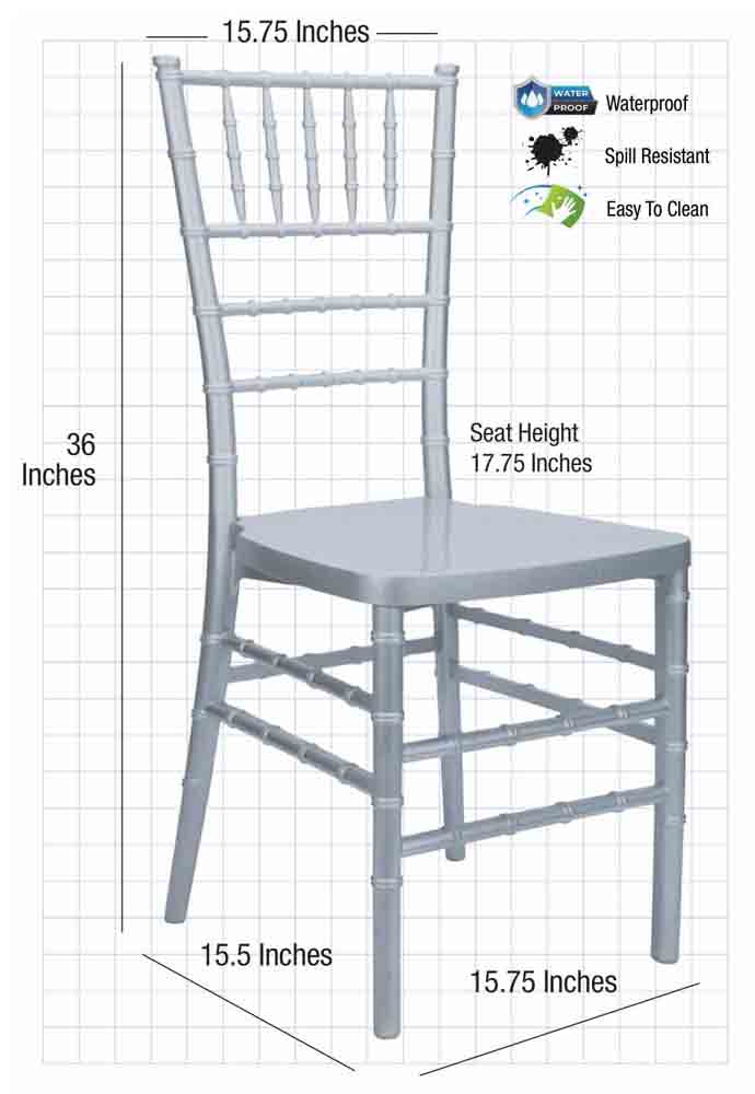 Chivari 40 Chair Pack Silver ToughResin™ Chiavari Chair CCRS-MONO-AX-T-40
