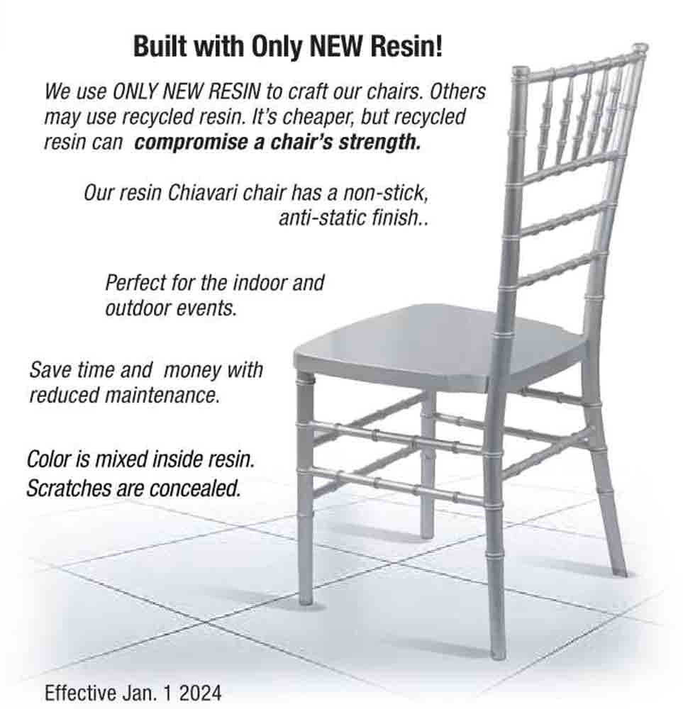Chivari 40 Chair Pack Silver ToughResin™ Chiavari Chair CCRS-MONO-AX-T-40