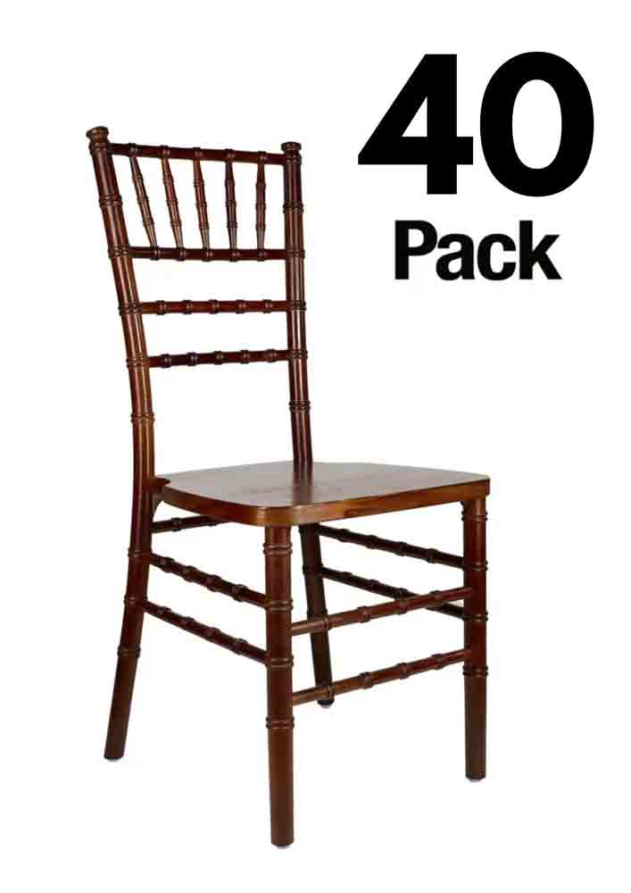 Chivari 40 Chair Pack Fruitwood Medium Brown ToughWood™ Chiavari Chair CCWFM-ZG-T-40