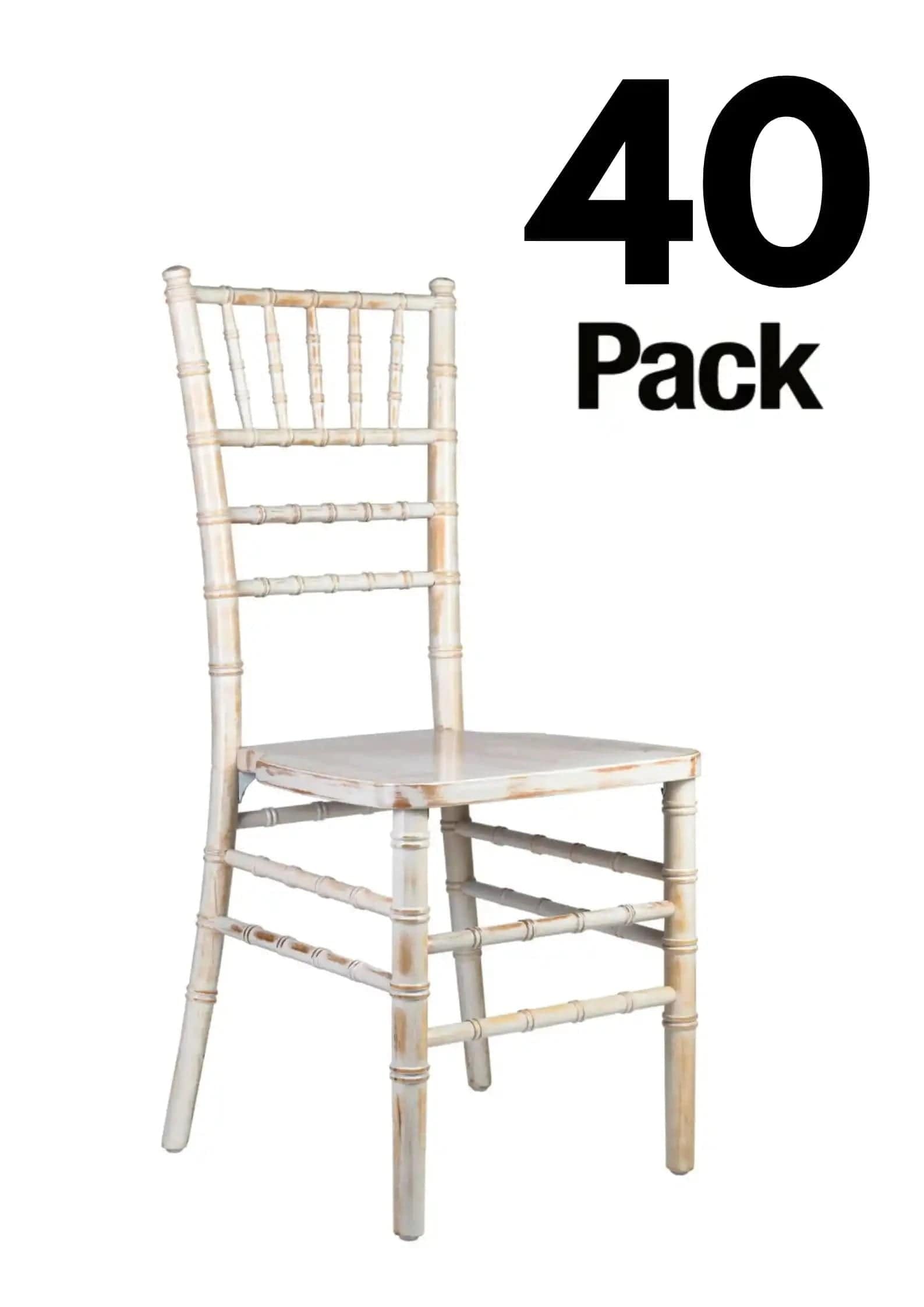 Chivari 40 Chair Pack White Distressed ToughWood™ Chiavari Chair CCWWD-ZG-T-40