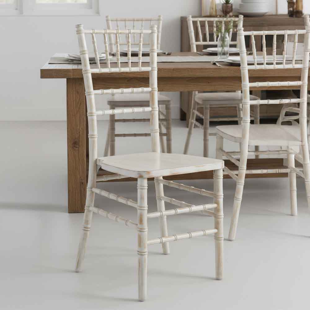 Chivari White Distressed ToughWood™ Chiavari Chair CCWWD-ZG-T