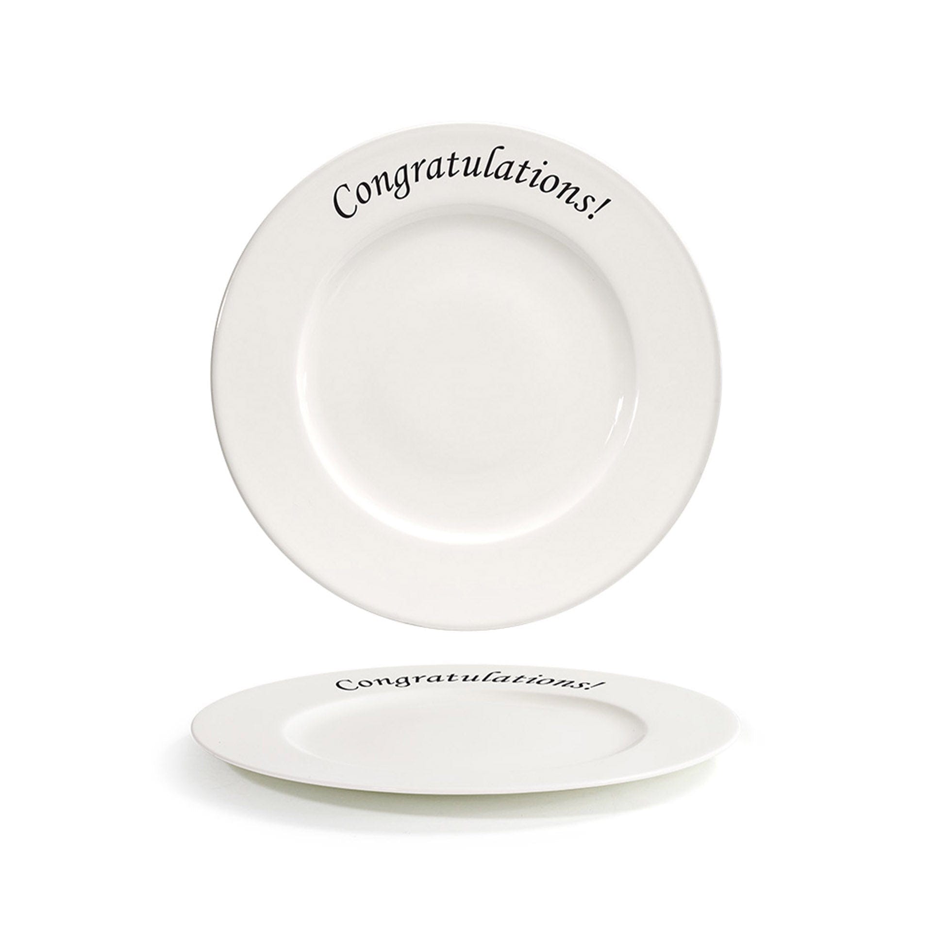 Front of the House FOH CDP132BEP22 10.62" Round Catalyst® Rim Plate - Congratulations - Case of 6 FOH-CDP132BEP22