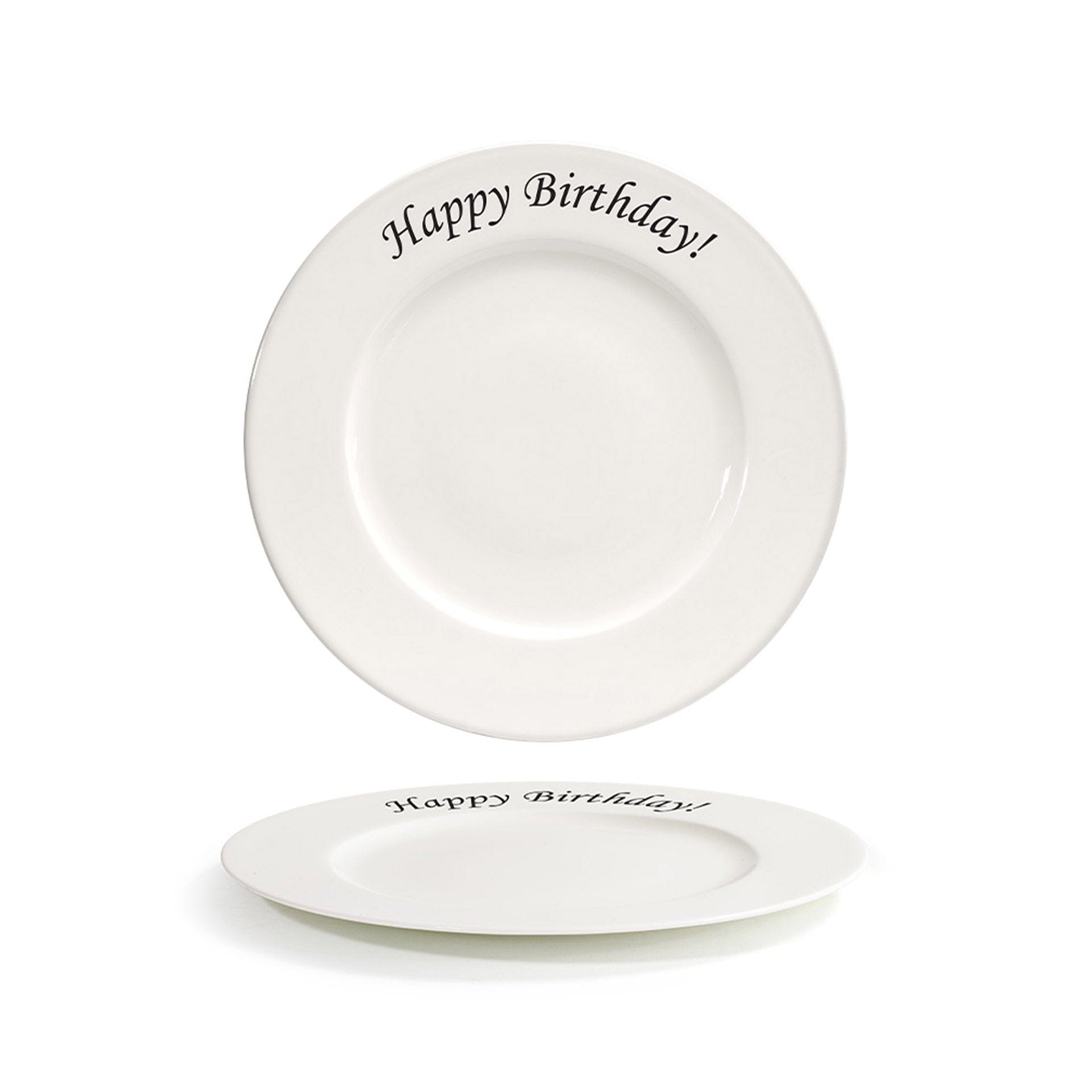 Front of the House FOH CDP134BEP22 10.62" Round Catalyst® Rim Plate - Happy Birthday - Case of 6 FOH-CDP134BEP22