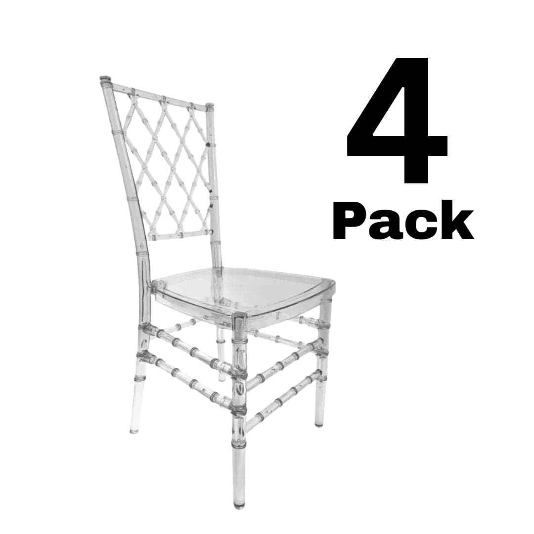 Chivari Clear Thick Seat Diamond Back Chair - 4 Pack - Some Assembly Required CDRC-U-ZG-T-4