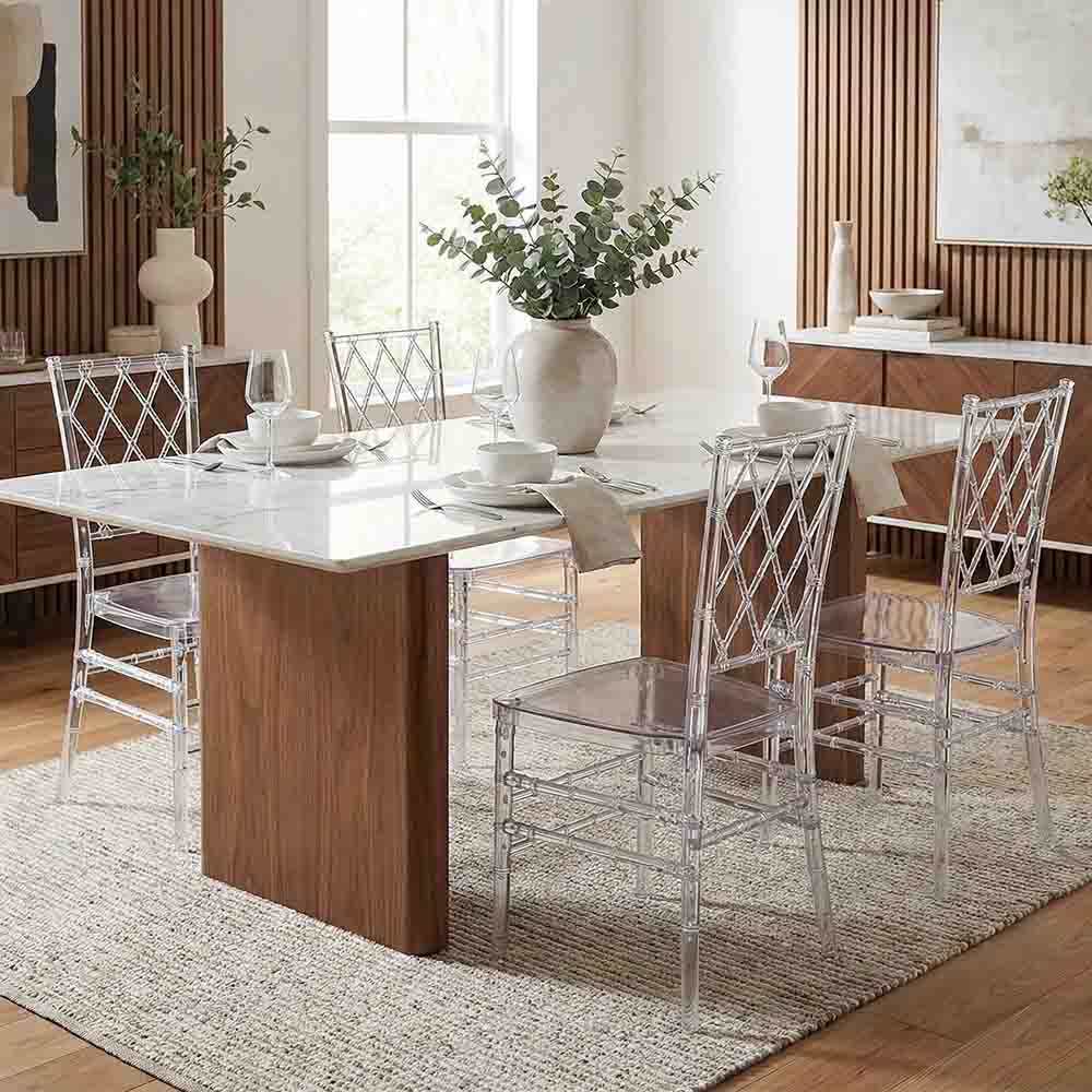 Chivari Clear Thick Seat Diamond Back Chair - 4 Pack - Some Assembly Required CDRC-U-ZG-T-4