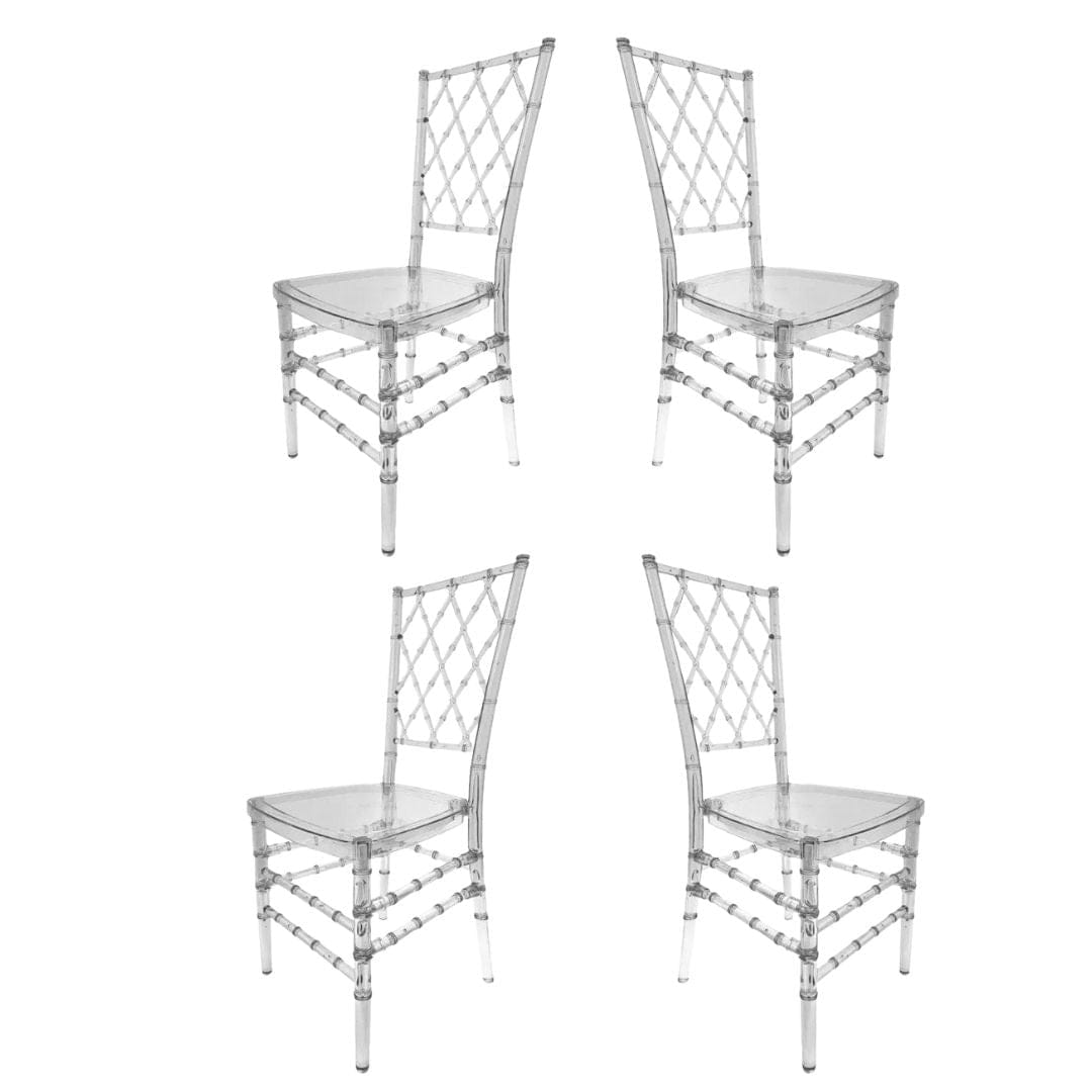 Chivari Clear Thick Seat Diamond Back Chair - 4 Pack - Some Assembly Required CDRC-U-ZG-T-4
