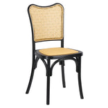Black Emma Resin Chair with Natural Cane Back and Rattan Seat