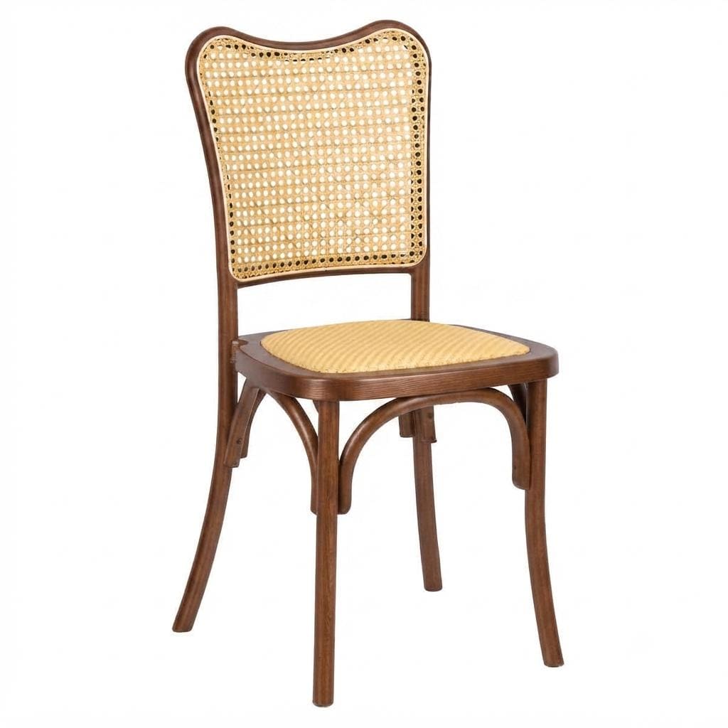 Chestnut Emma Resin Chair with Natural Cane Back and Rattan Seat