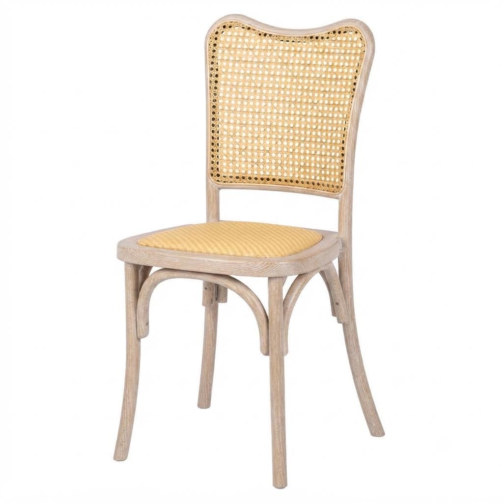 Chivari Natural Washed Emma Resin Chair with Natural Cane Back and Rattan Seat CERNW-ZG-T