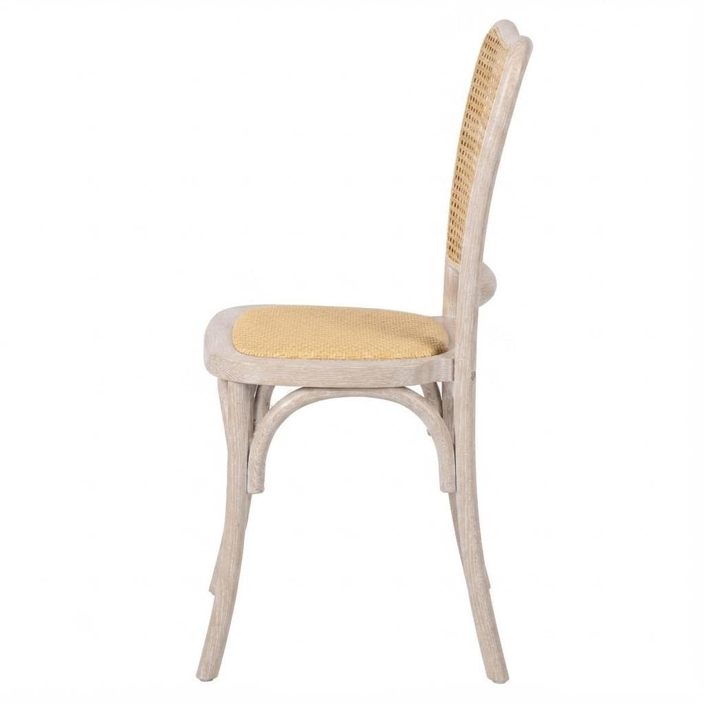 Chivari Natural Washed Emma Resin Chair with Natural Cane Back and Rattan Seat CERNW-ZG-T