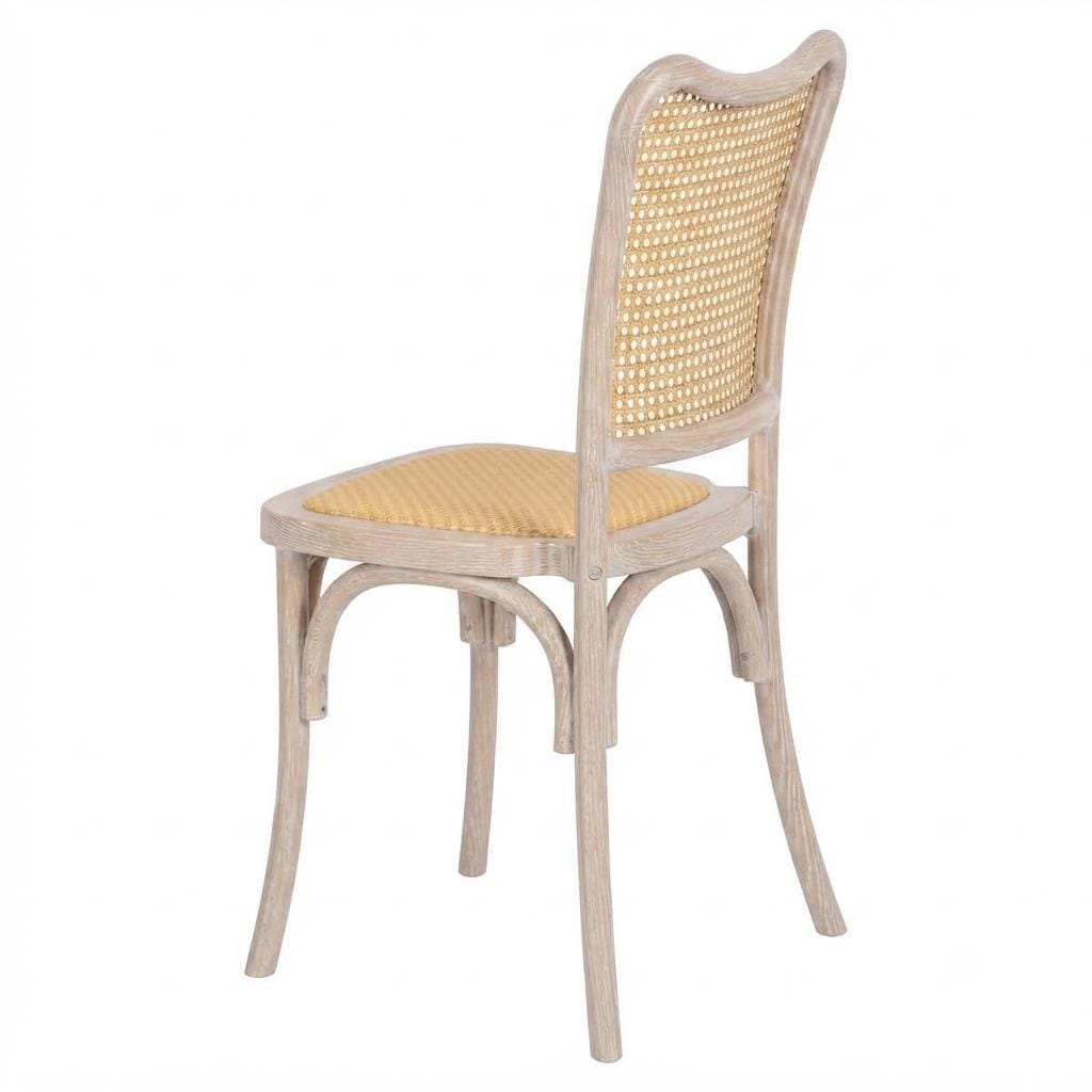 Chivari Natural Washed Emma Resin Chair with Natural Cane Back and Rattan Seat CERNW-ZG-T