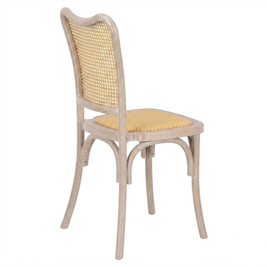 Chivari Natural Washed Emma Resin Chair with Natural Cane Back and Rattan Seat CERNW-ZG-T