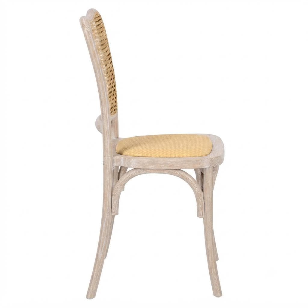 Chivari Natural Washed Emma Resin Chair with Natural Cane Back and Rattan Seat CERNW-ZG-T