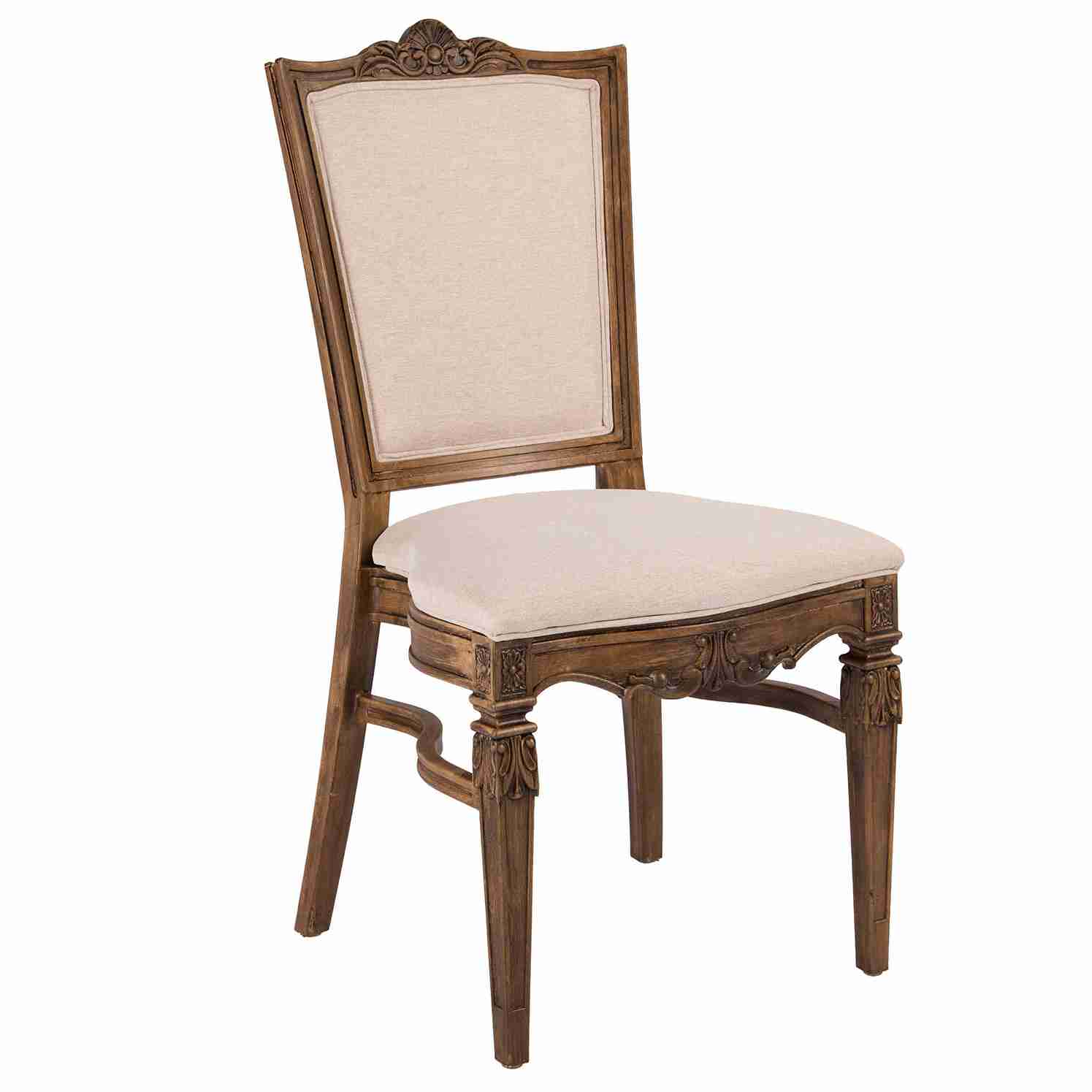 Chivari Rustic Fruitwood Emily Resin Chair with Beige Linen Seat Pad and Back CERRF-ZG-T