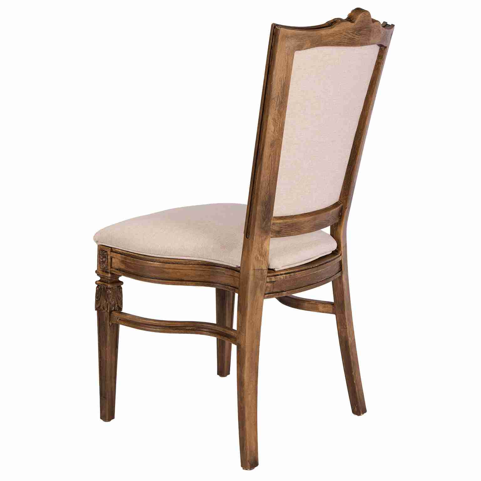 Chivari Rustic Fruitwood Emily Resin Chair with Beige Linen Seat Pad and Back CERRF-ZG-T