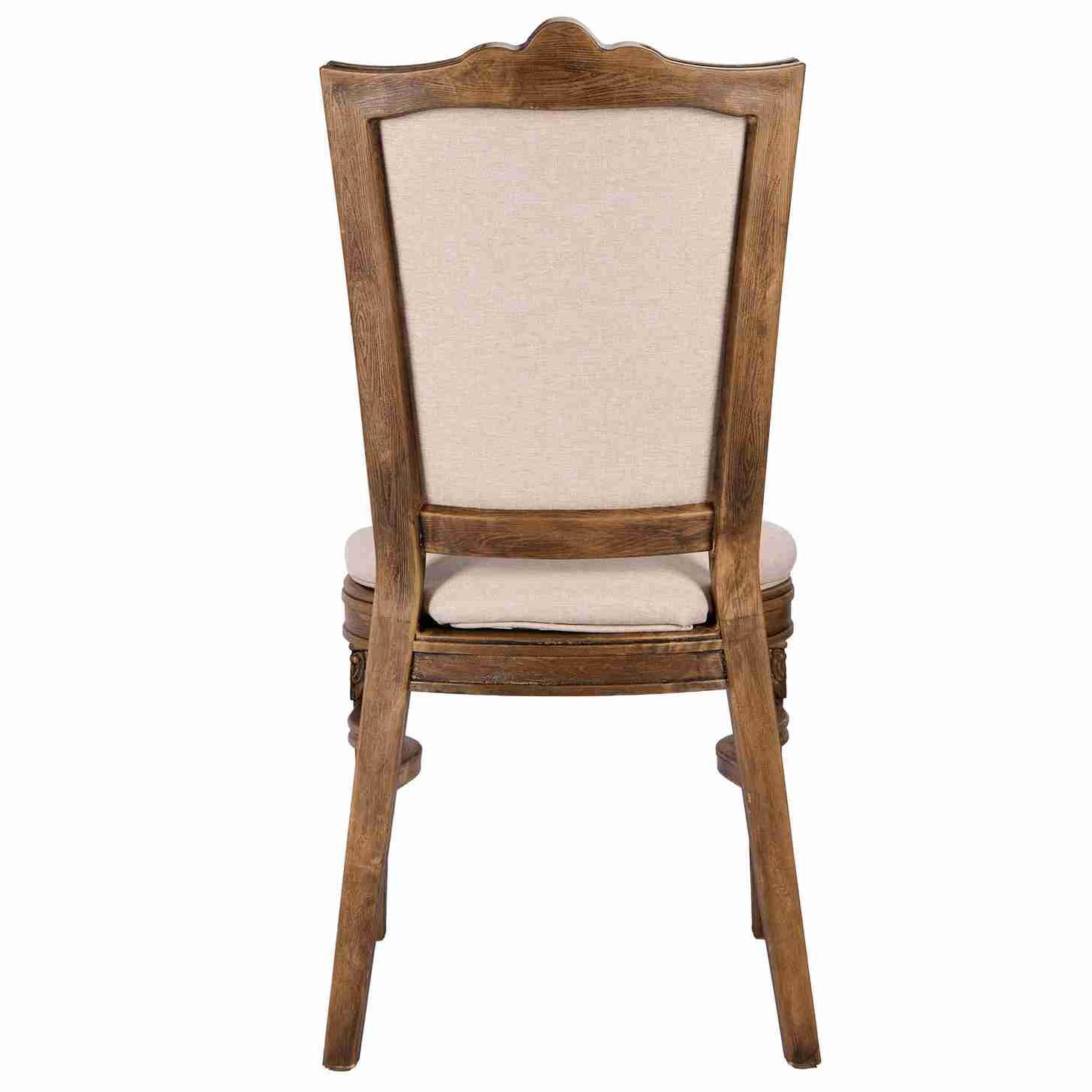Chivari Rustic Fruitwood Emily Resin Chair with Beige Linen Seat Pad and Back CERRF-ZG-T
