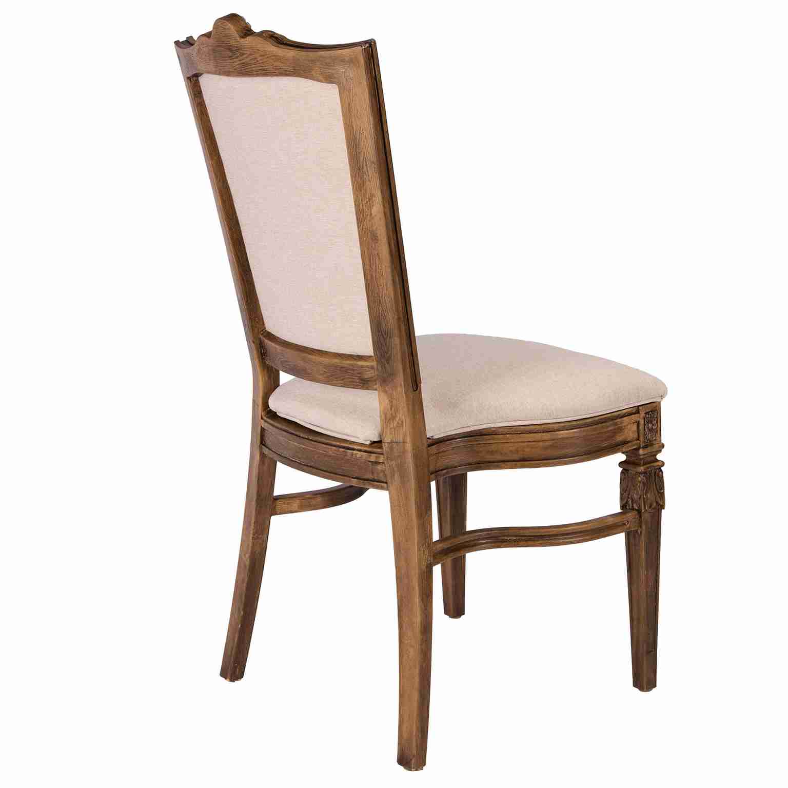 Chivari Rustic Fruitwood Emily Resin Chair with Beige Linen Seat Pad and Back CERRF-ZG-T