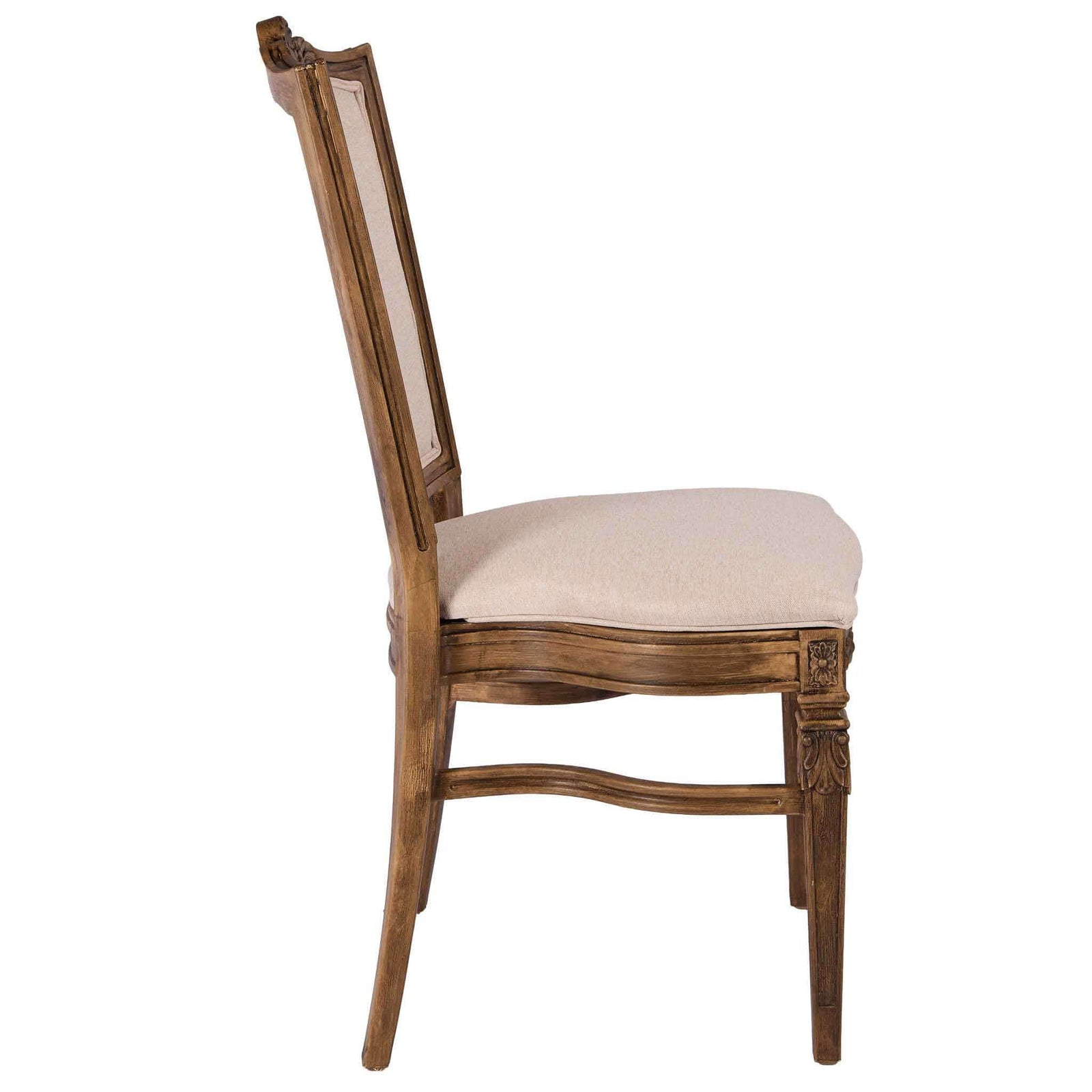 Chivari Rustic Fruitwood Emily Resin Chair with Beige Linen Seat Pad and Back CERRF-ZG-T