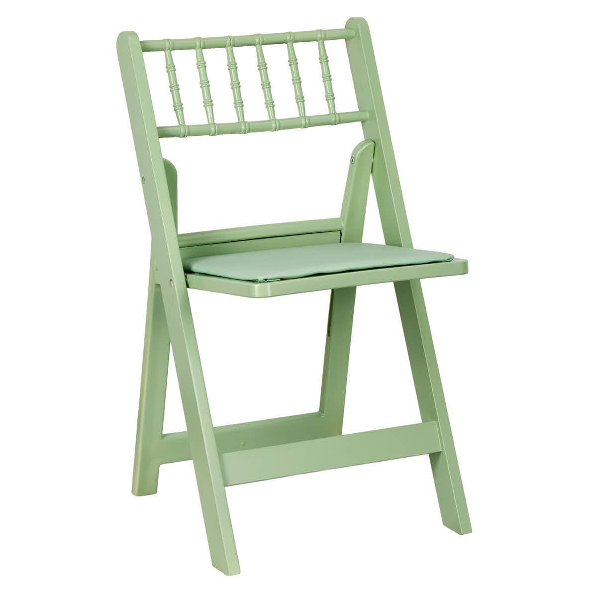 Chivari Sage Green WoodGrain Resin Folding Chiavari Style Chair with Sage Green Cushion CFCRSGB-AX