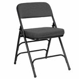 Black 2.5" Fabric Cushion Folding Metal Chair with Matching Frame and 3 Curved Bars