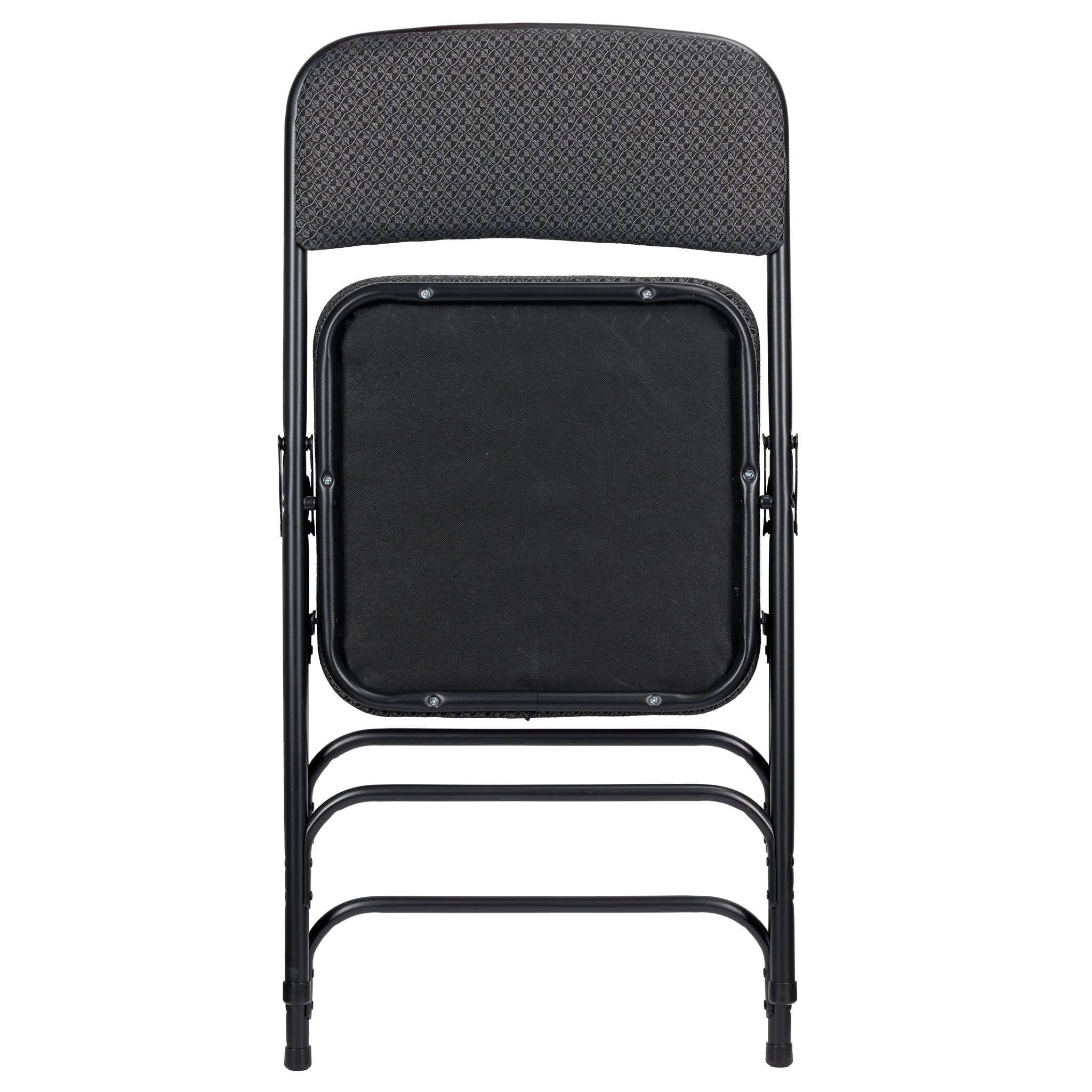 Chivari Black 2.5" Fabric Cushion Folding Metal Chair with Matching Frame and 3 Curved Bars CFMFB2-CX-T