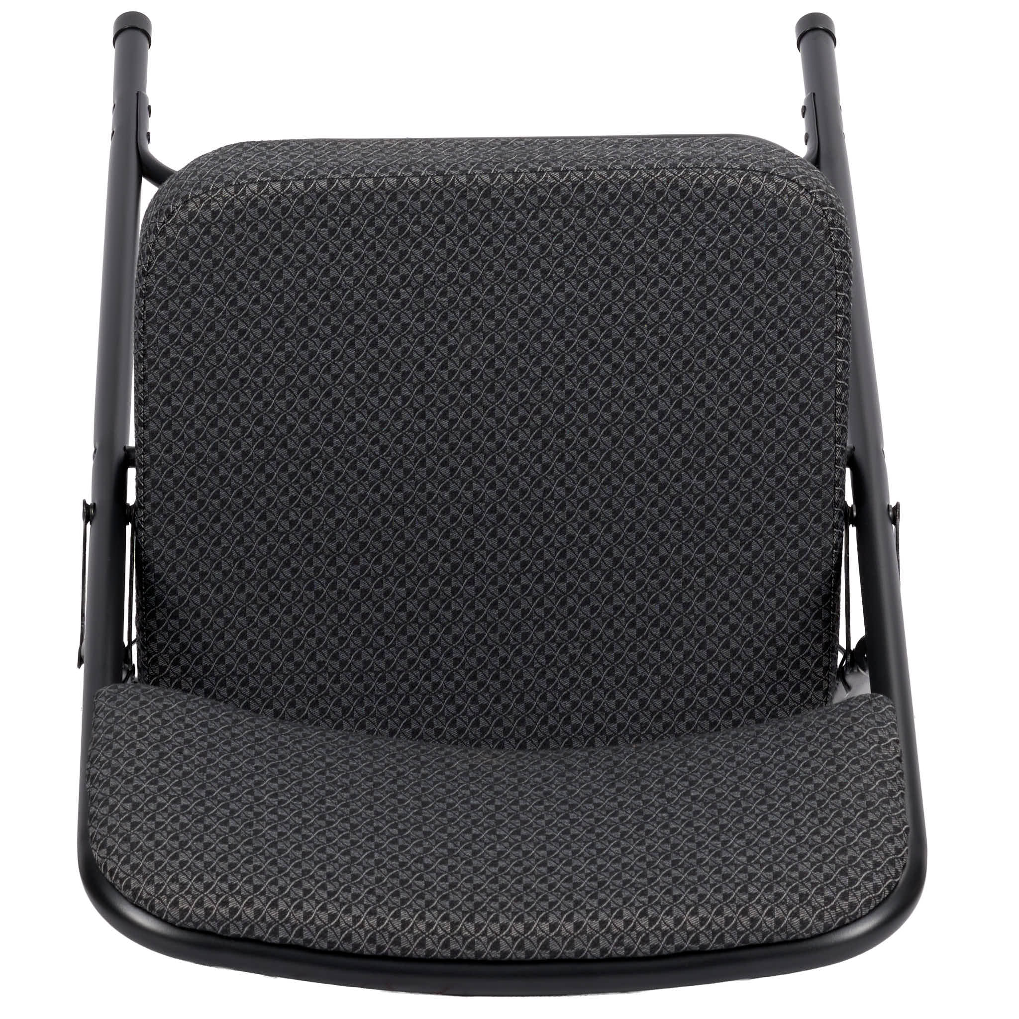 Chivari Black 2.5" Fabric Cushion Folding Metal Chair with Matching Frame and 3 Curved Bars CFMFB2-CX-T