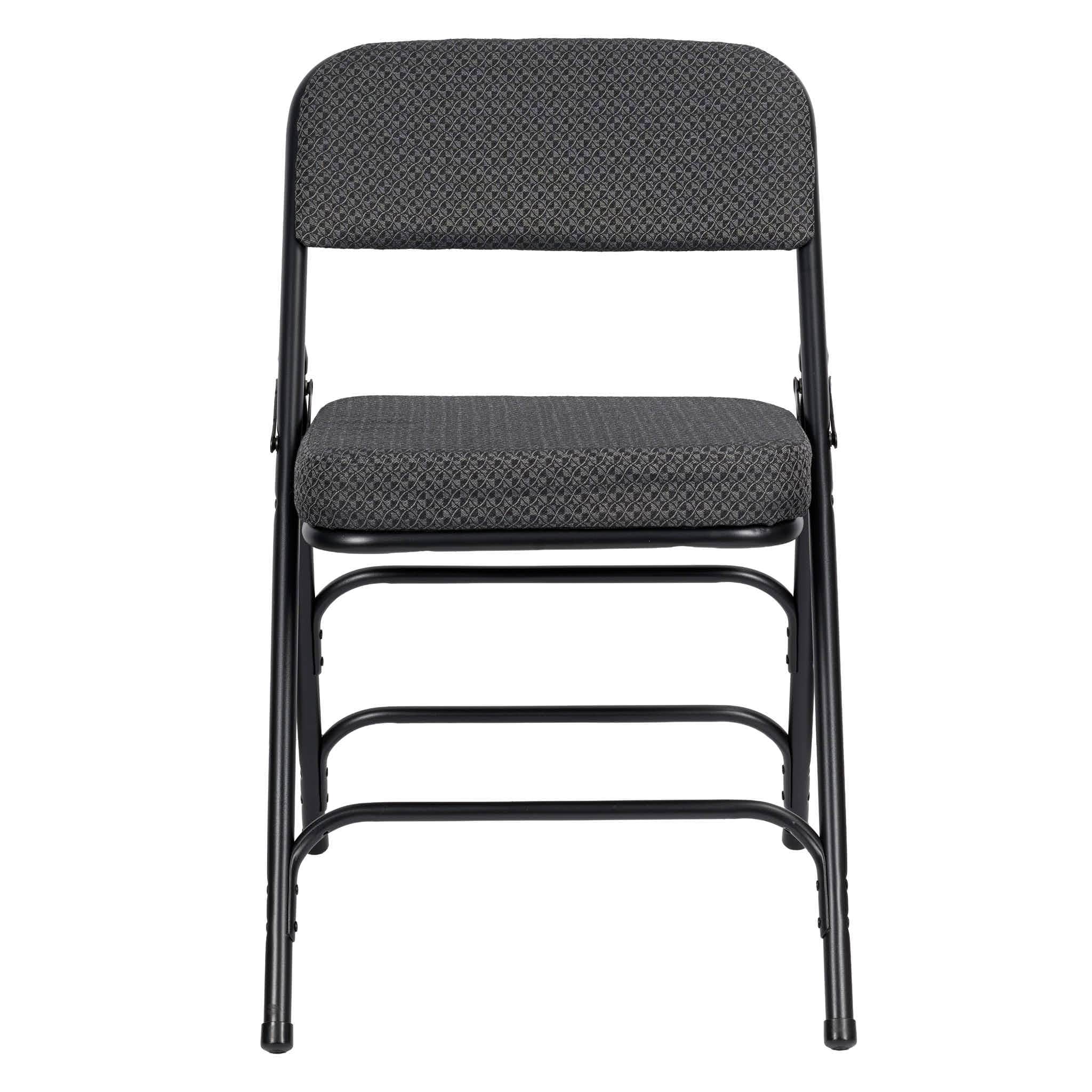 Chivari Black 2.5" Fabric Cushion Folding Metal Chair with Matching Frame and 3 Curved Bars CFMFB2-CX-T