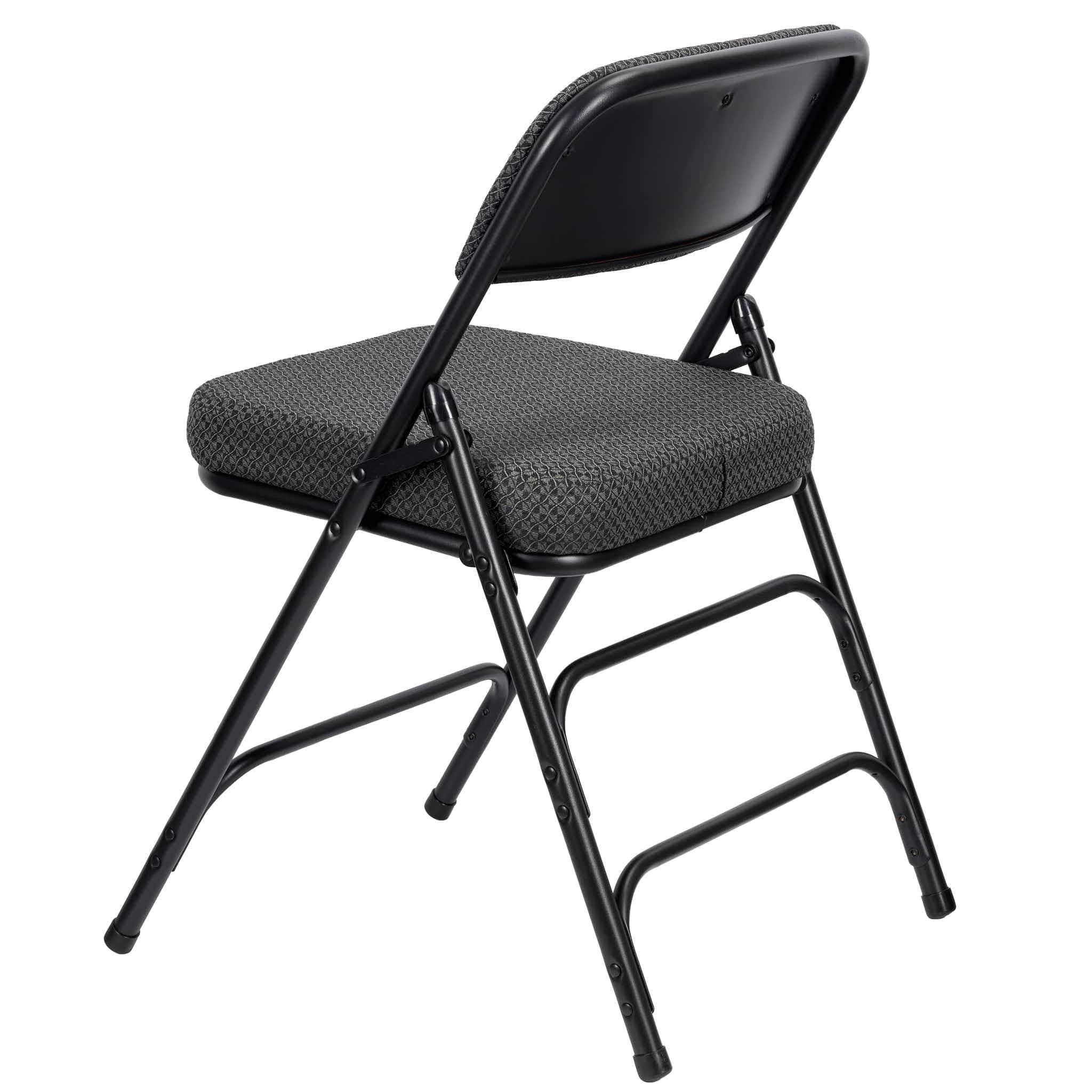 Chivari Black 2.5" Fabric Cushion Folding Metal Chair with Matching Frame and 3 Curved Bars CFMFB2-CX-T
