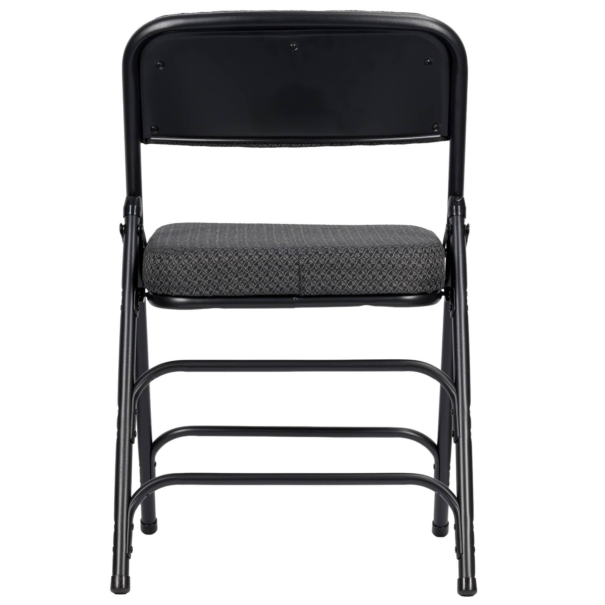Chivari Black 2.5" Fabric Cushion Folding Metal Chair with Matching Frame and 3 Curved Bars CFMFB2-CX-T