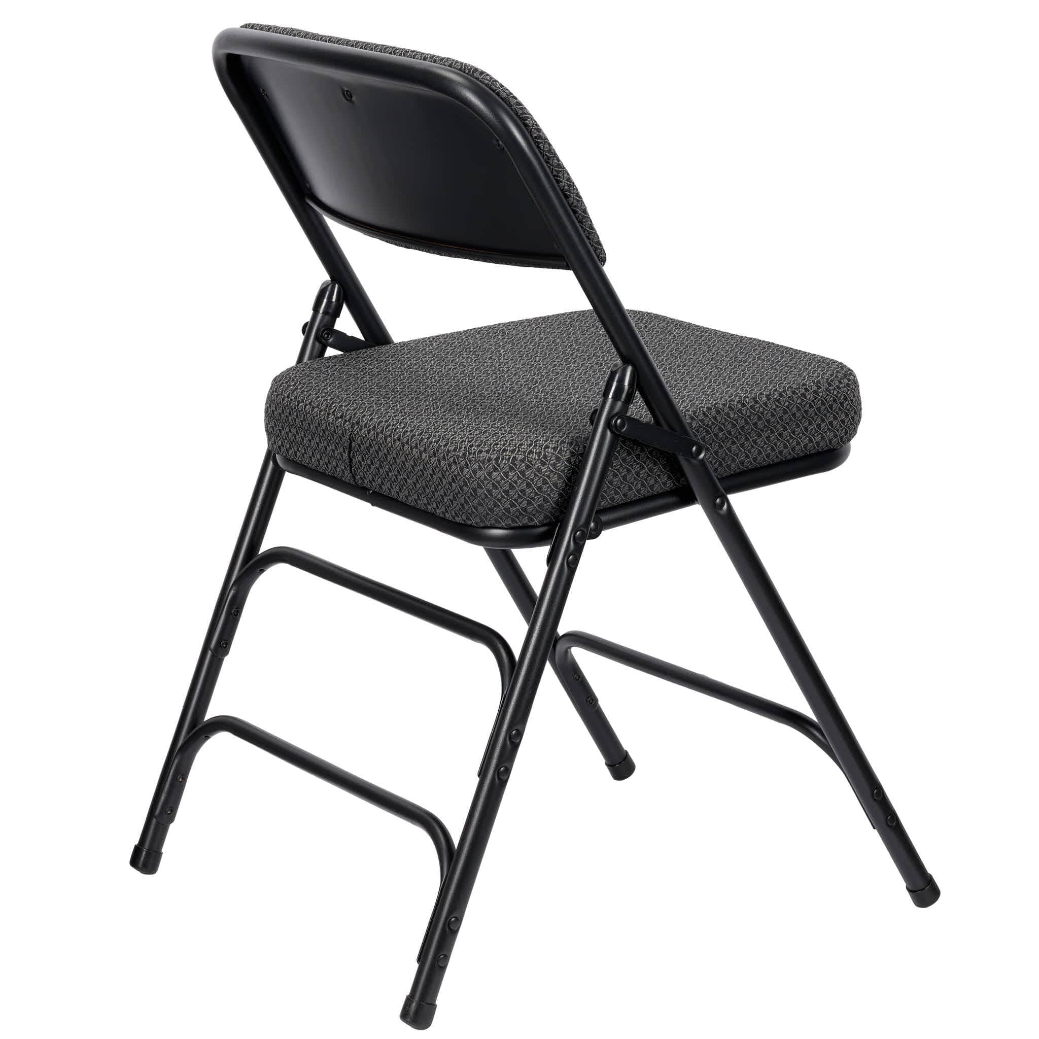 Chivari Black 2.5" Fabric Cushion Folding Metal Chair with Matching Frame and 3 Curved Bars CFMFB2-CX-T