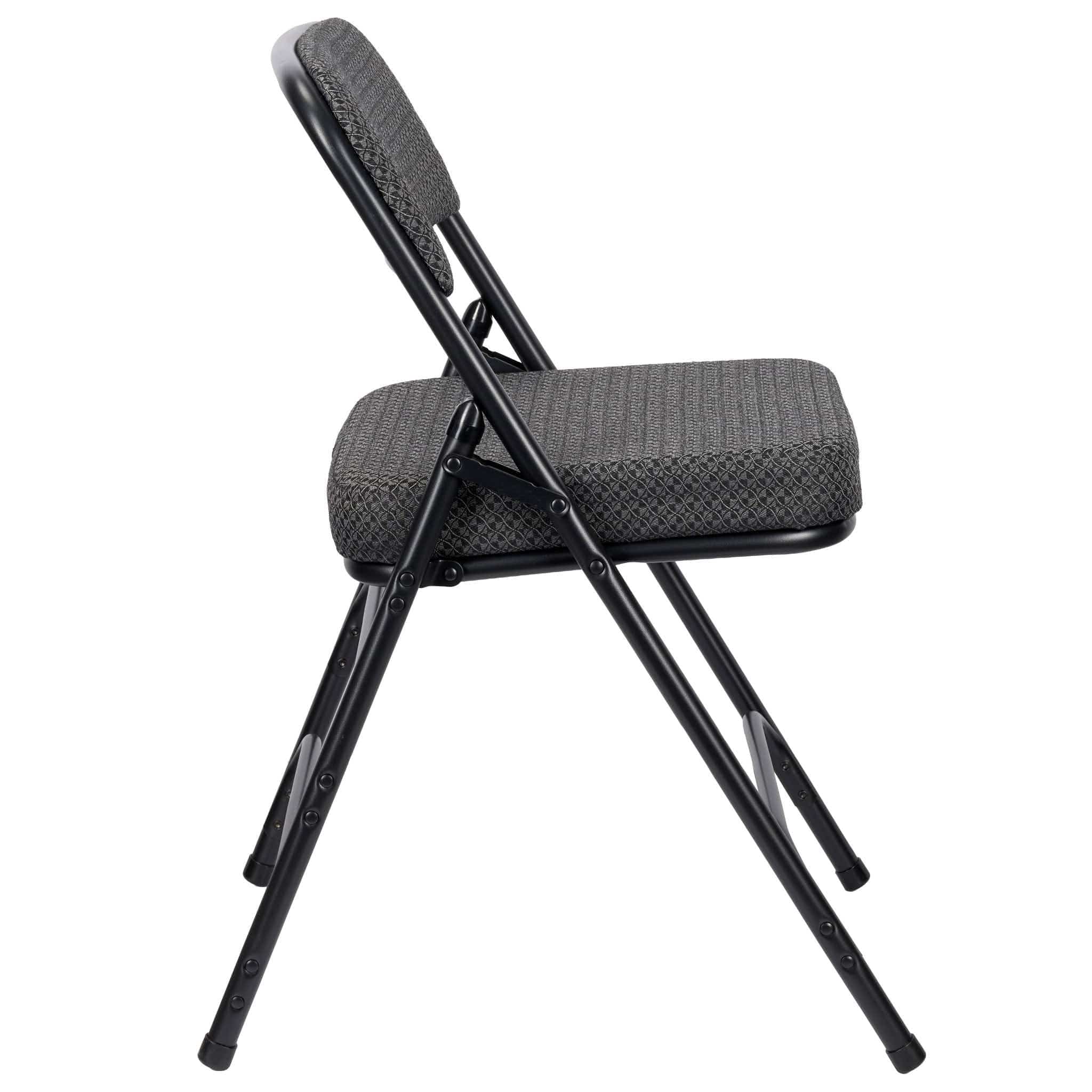 Chivari Black 2.5" Fabric Cushion Folding Metal Chair with Matching Frame and 3 Curved Bars CFMFB2-CX-T